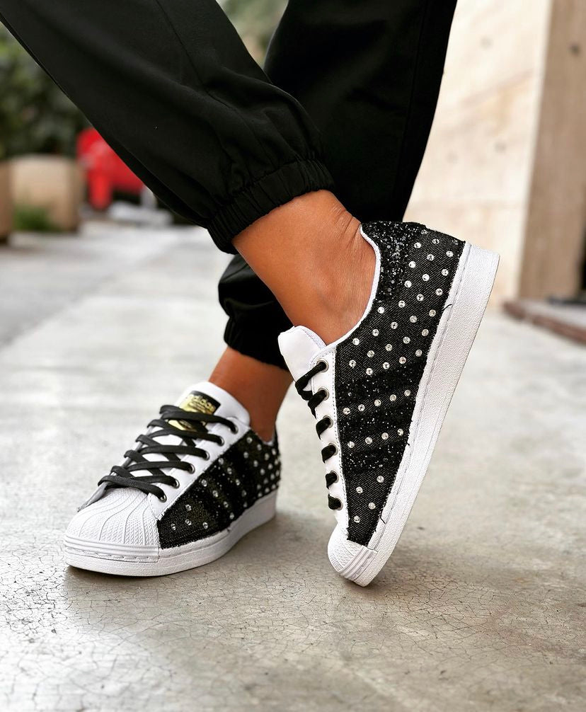 Adidas Superstar Black Jeans Rhinestones Thermo