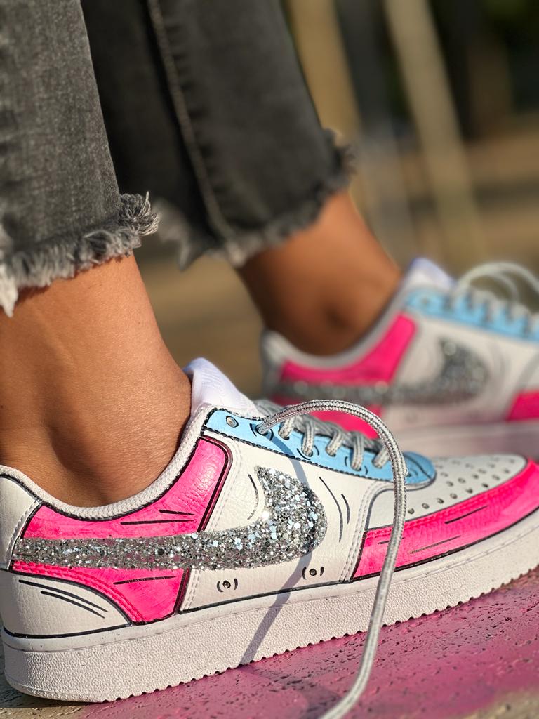 Nike Court Vision Low Cartoons Pink Glitter