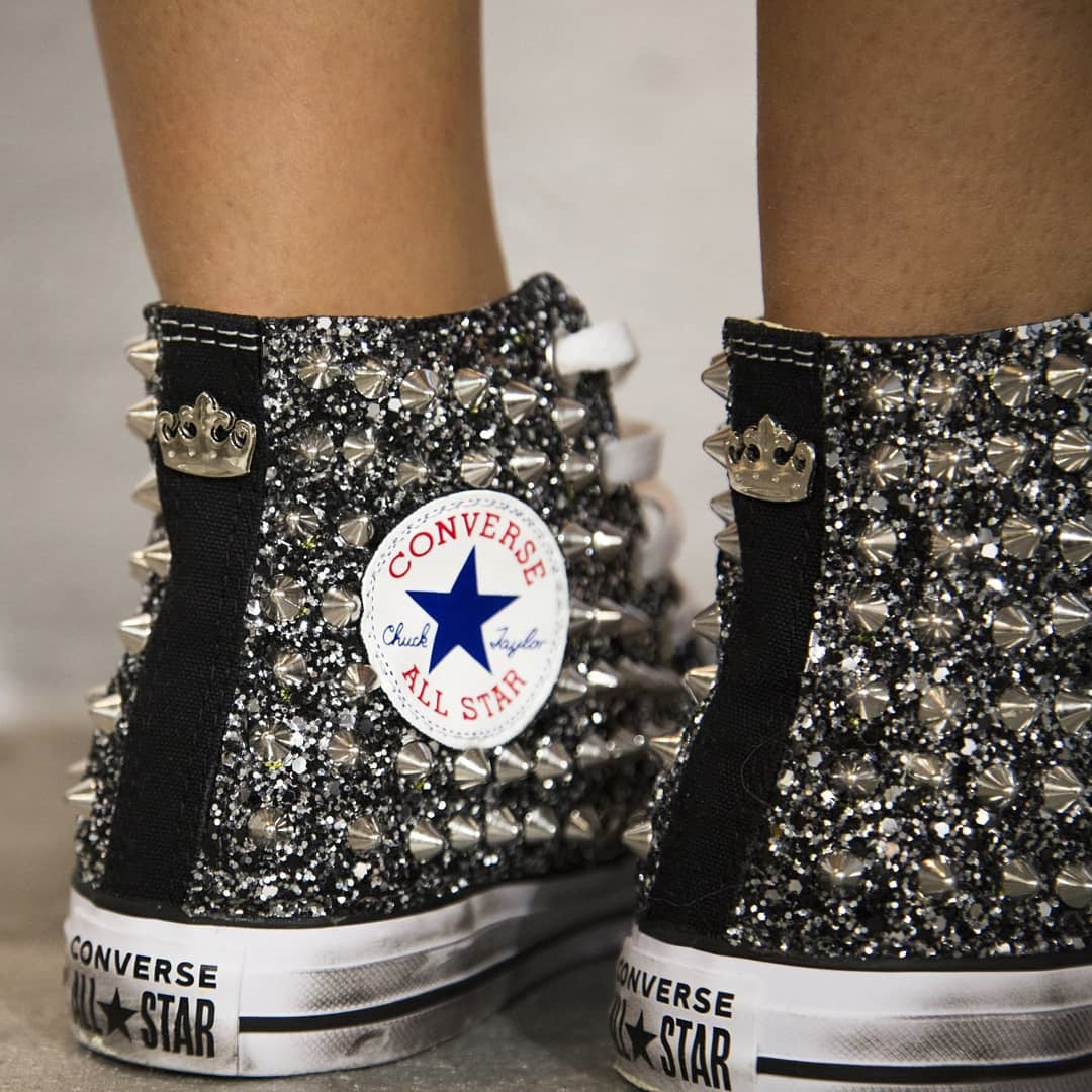 Converse All Star Black Total Glitter Studs