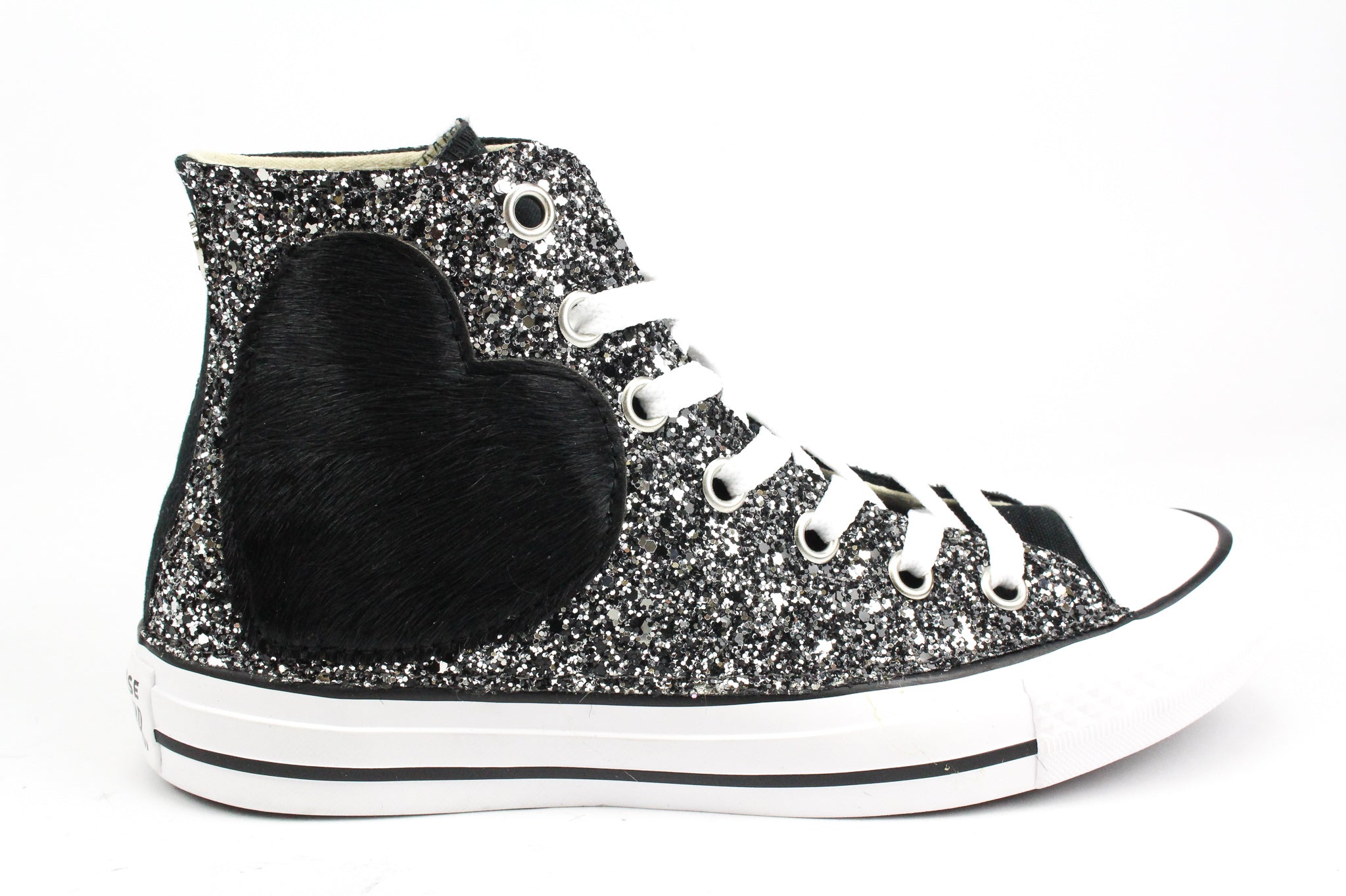 Converse All Star Black Heart Black Horse Glitter