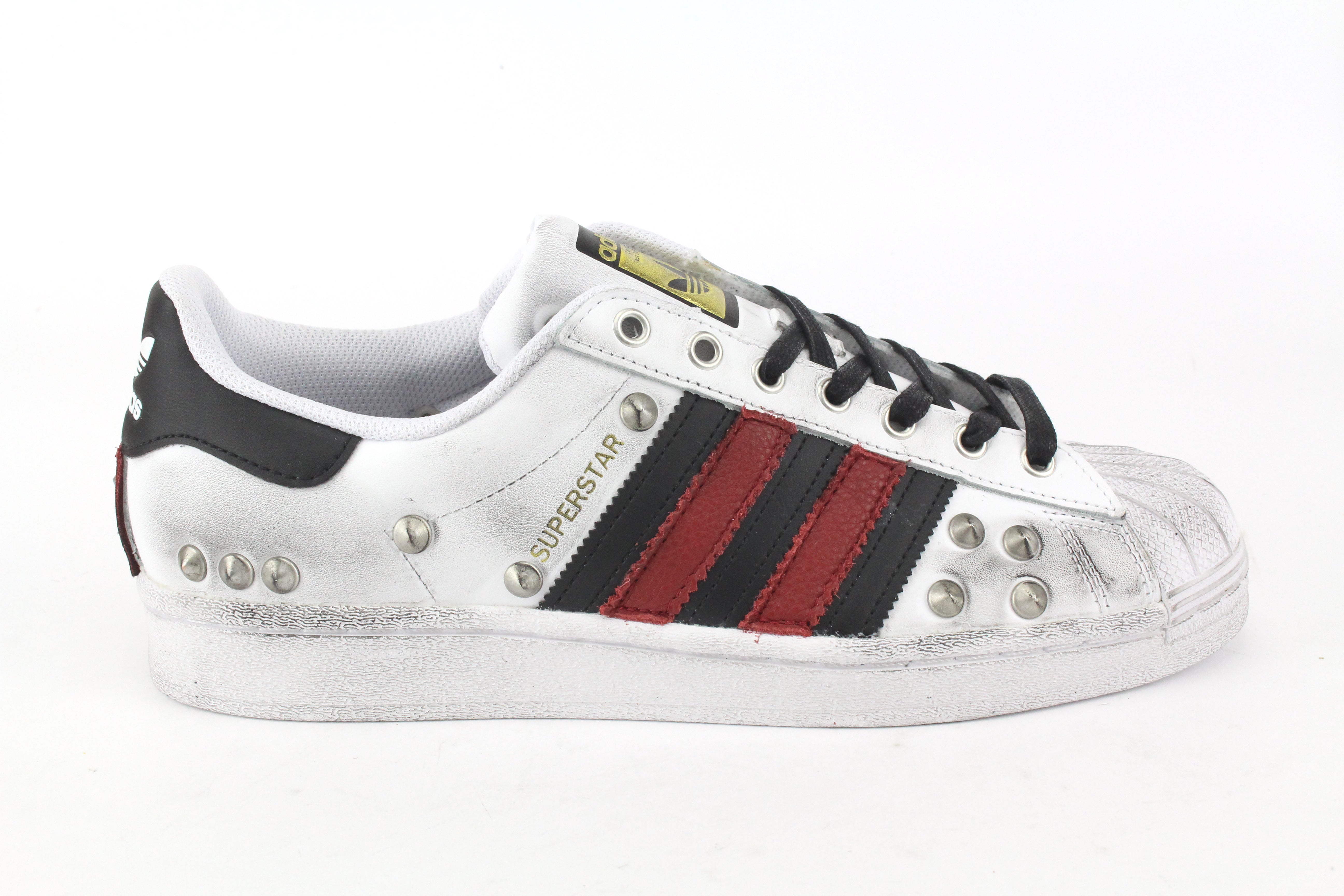 Adidas superstar black and red best sale