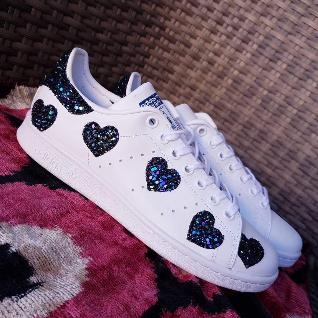 Adidas Stan Smith Hearts Black Iris Glitter