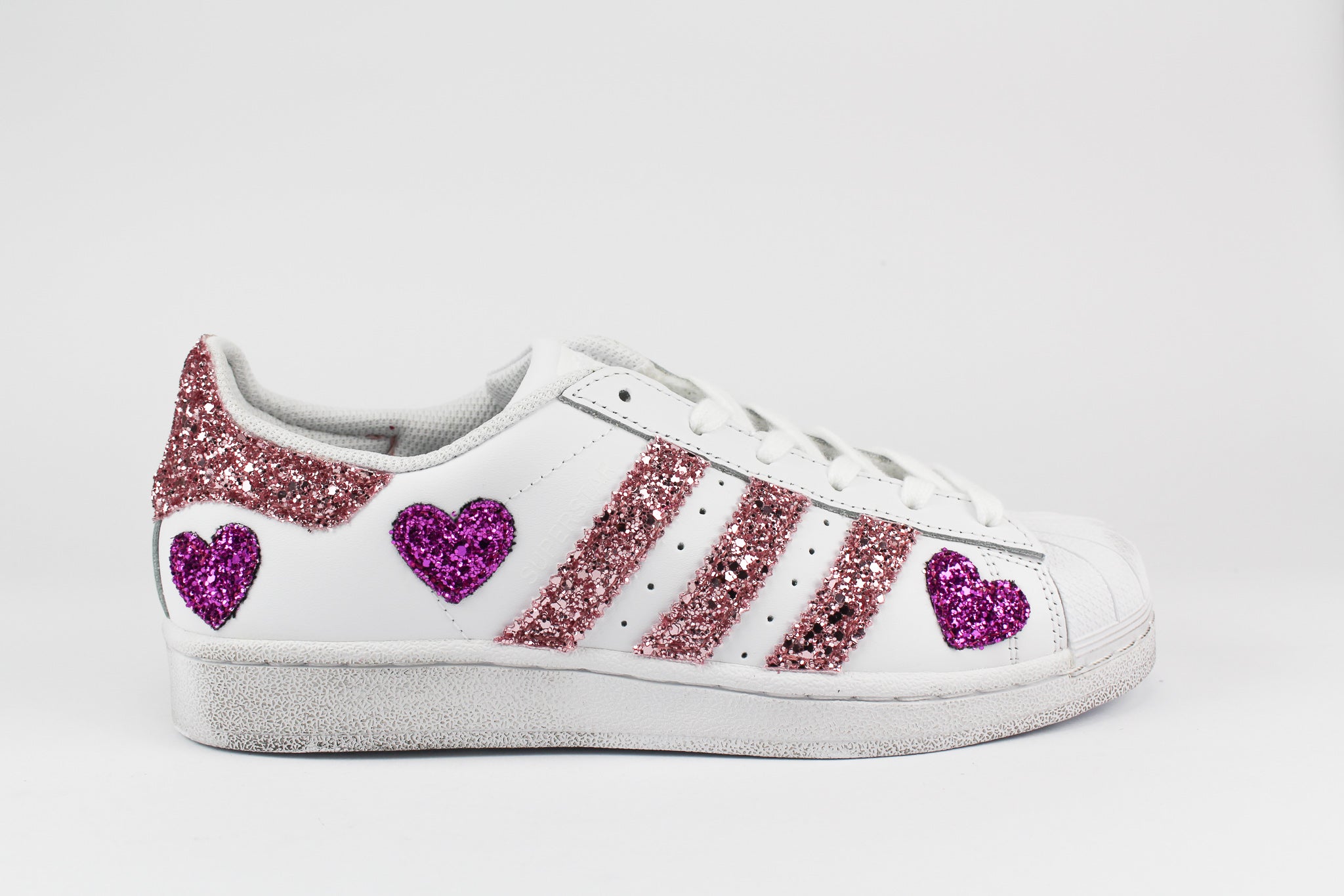 Adidas Superstar J Hearts Pink Glitter