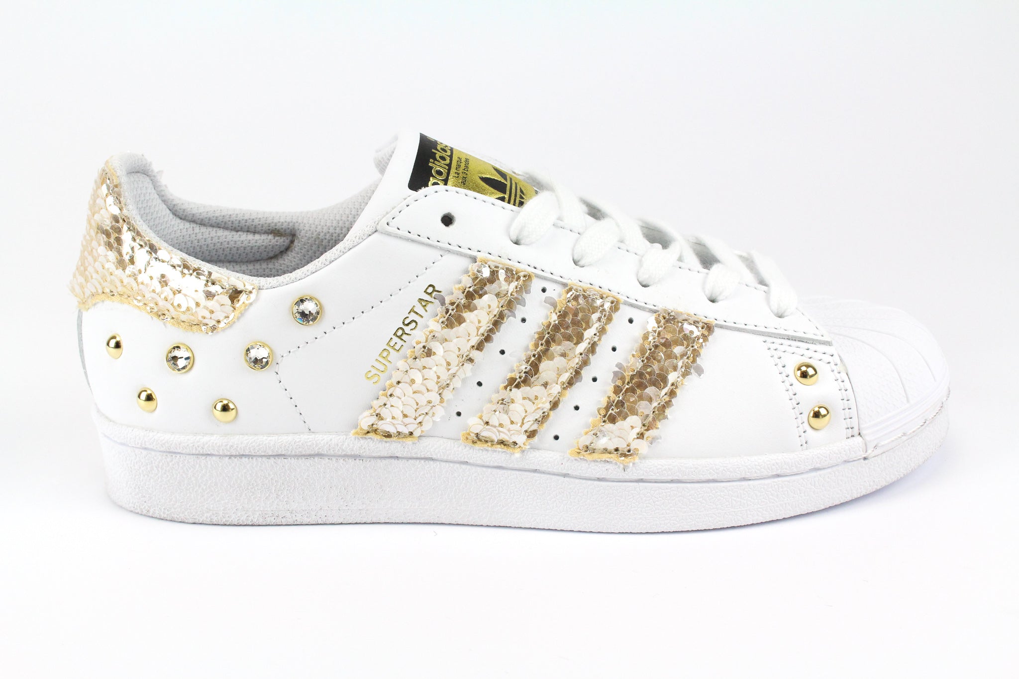 Adidas superstar gold trim best sale