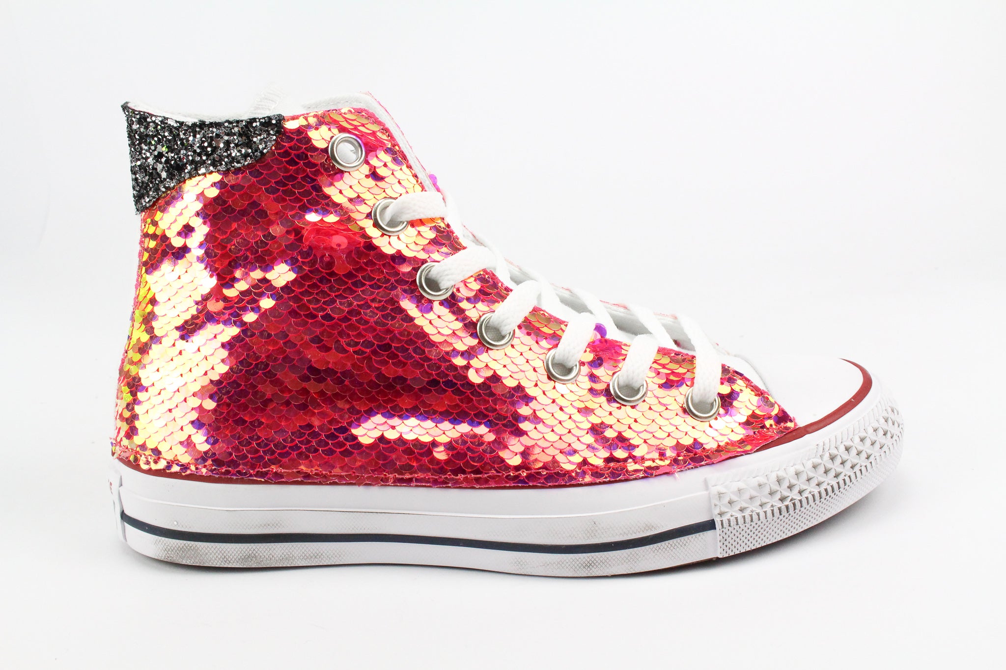 Converse All Star White Pink Fluo Paillettes