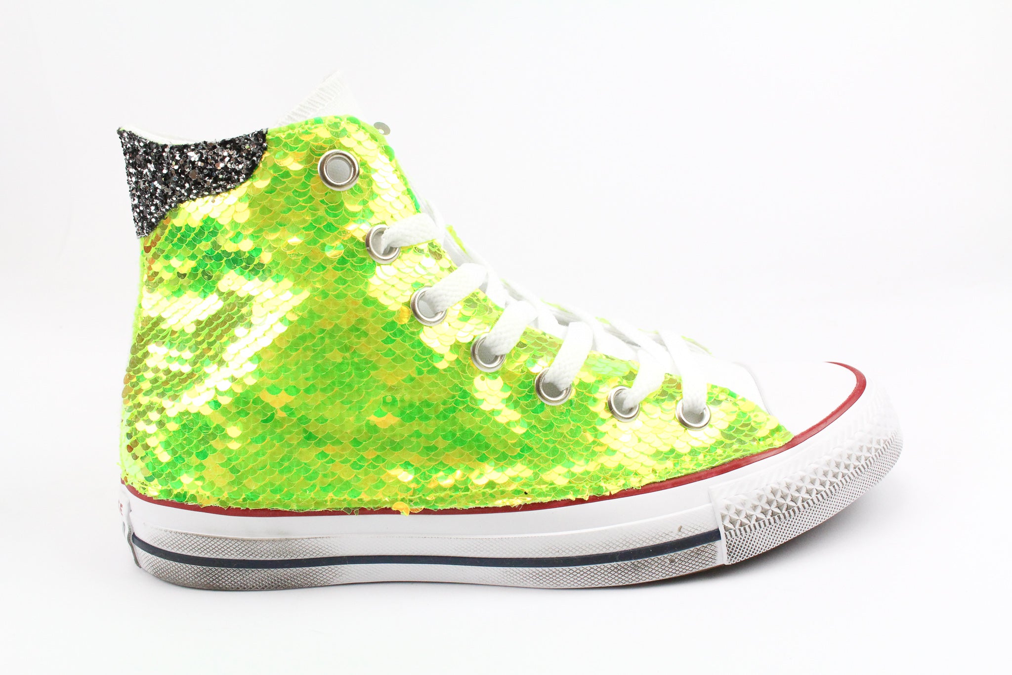 Converse All Star White Giallo Fluo Paillettes