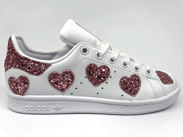 Adidas Stan Smith Hearts Pink Glitter