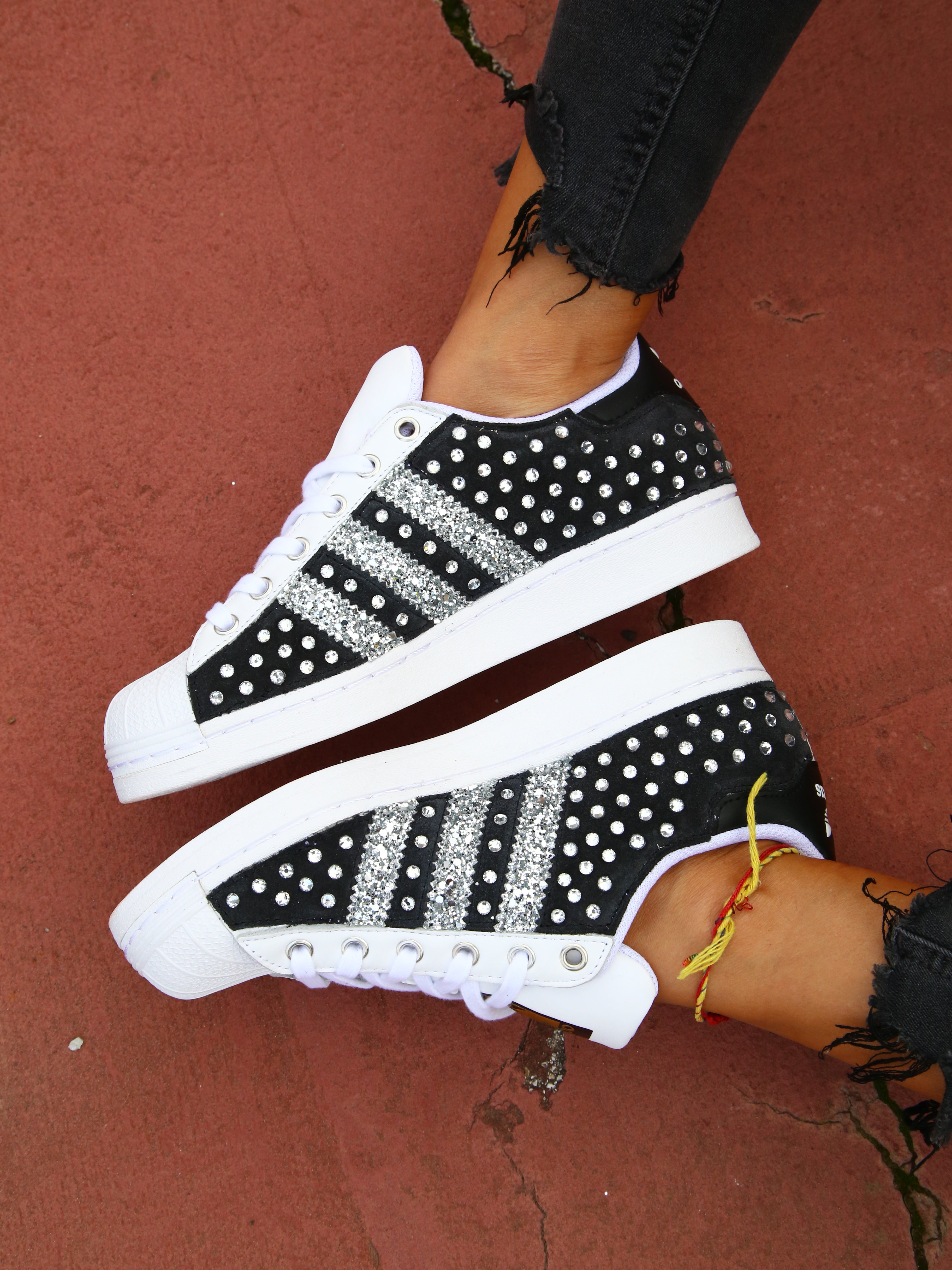 Adidas Superstar Black Jeans Rhinestones Thermo