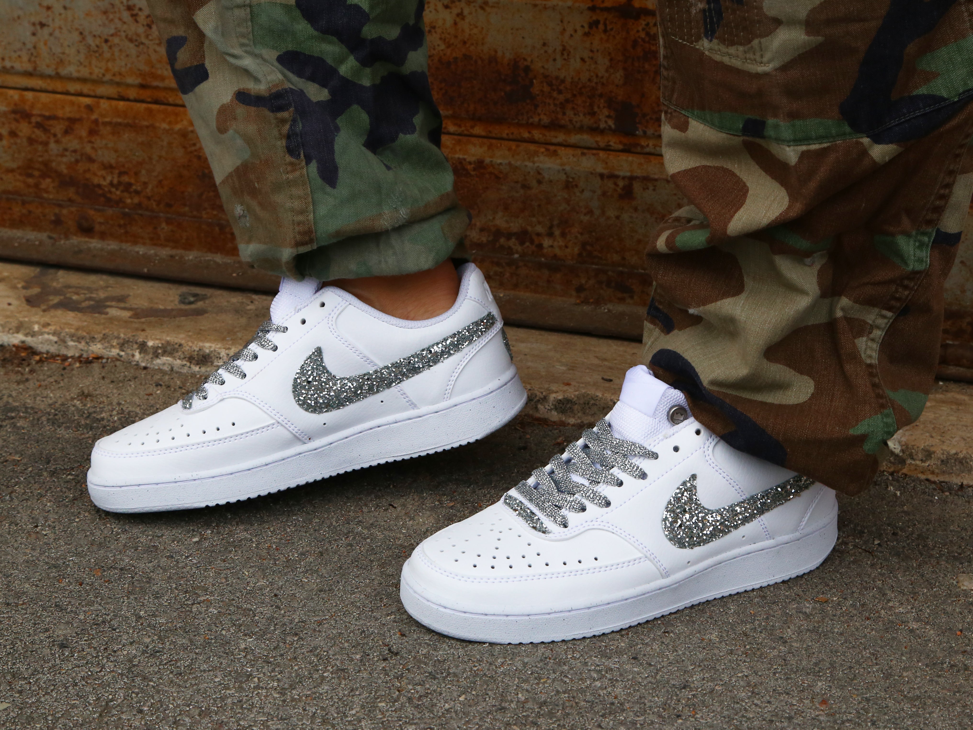 Nike Court Vision Low Silver Glitter Embroidery