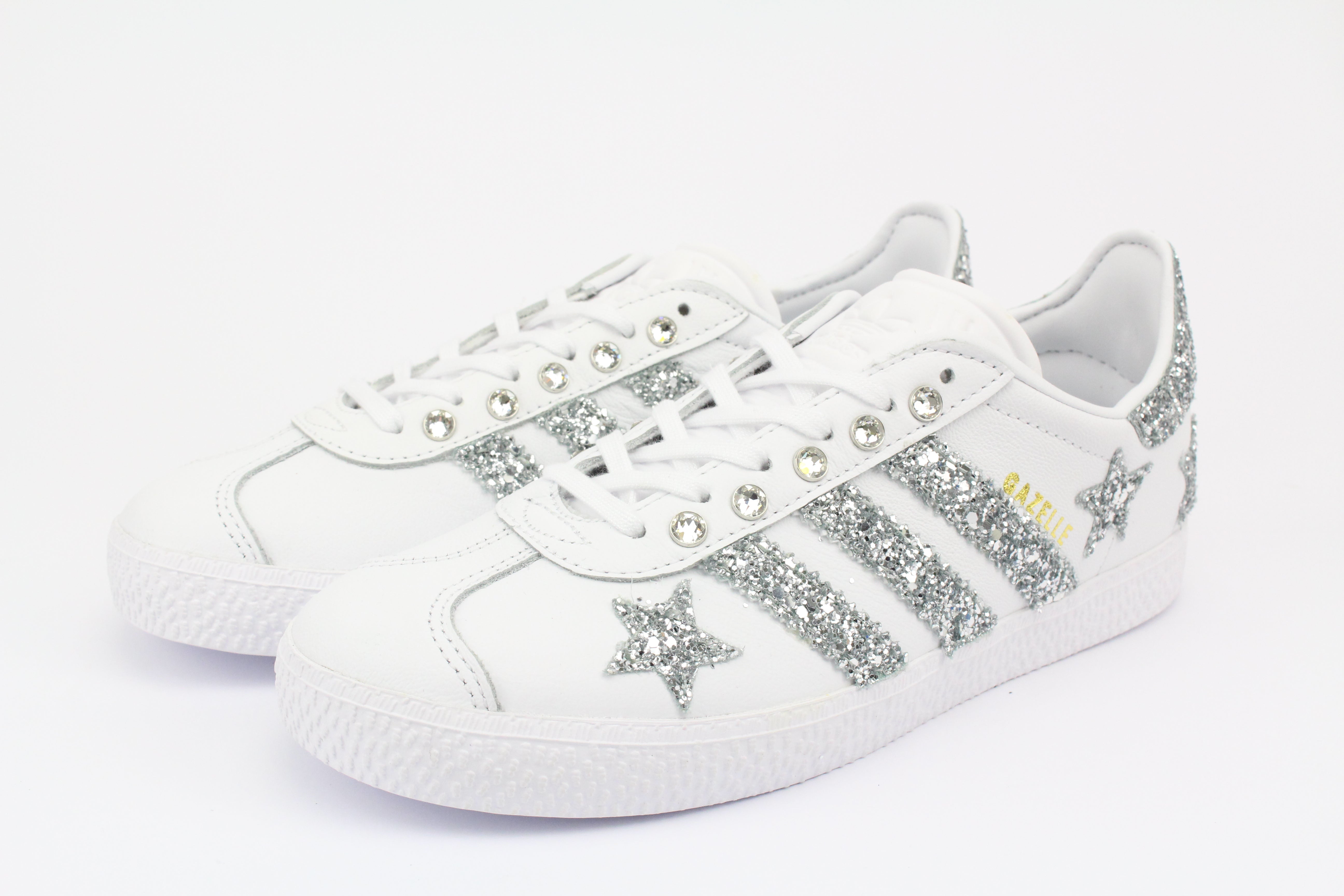 Adidas Gazelle Silver Glitter Stelle Strass