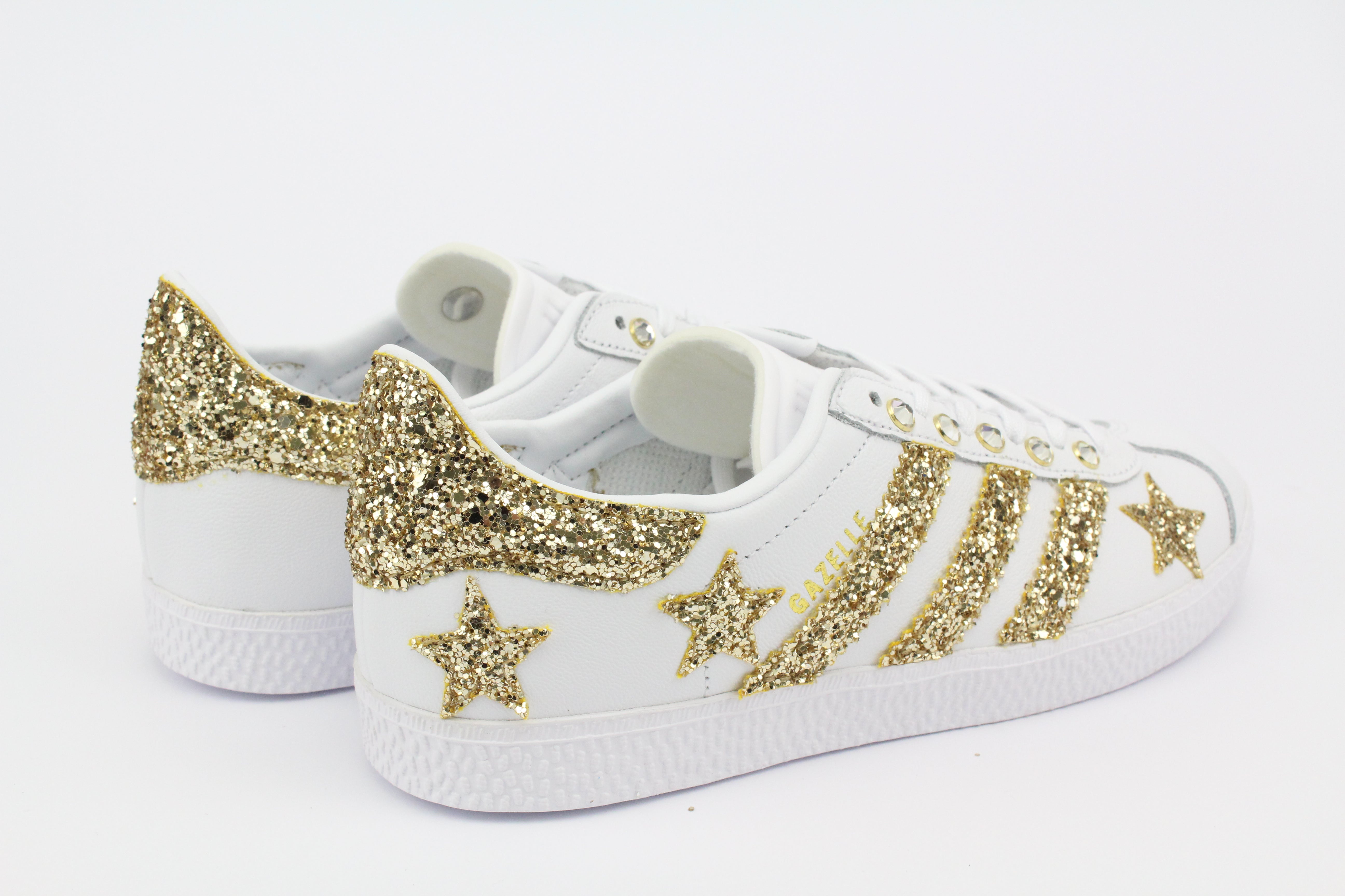 Adidas Gazelle Gold Glitter Stars Rhinestones