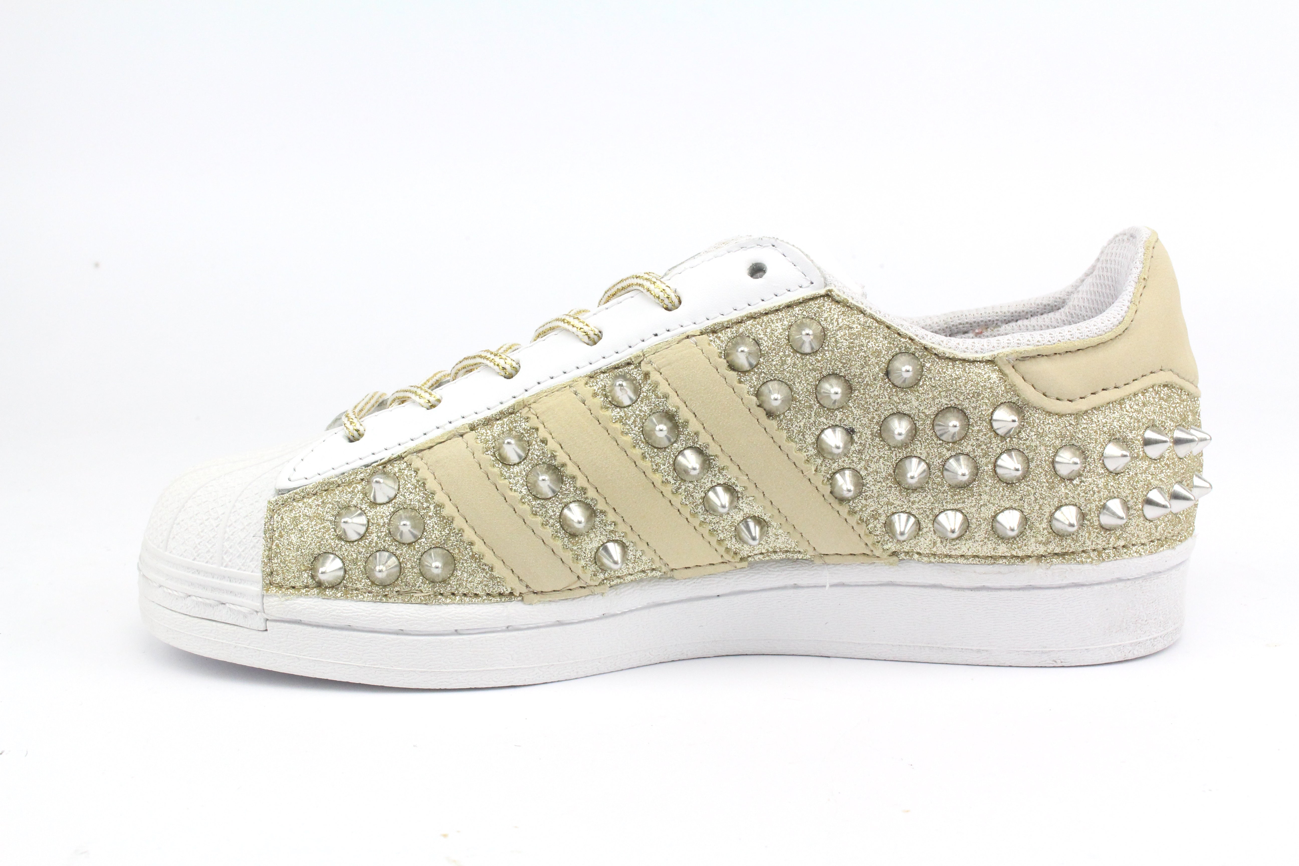 Adidas Superstar Glitter Crema & borchie