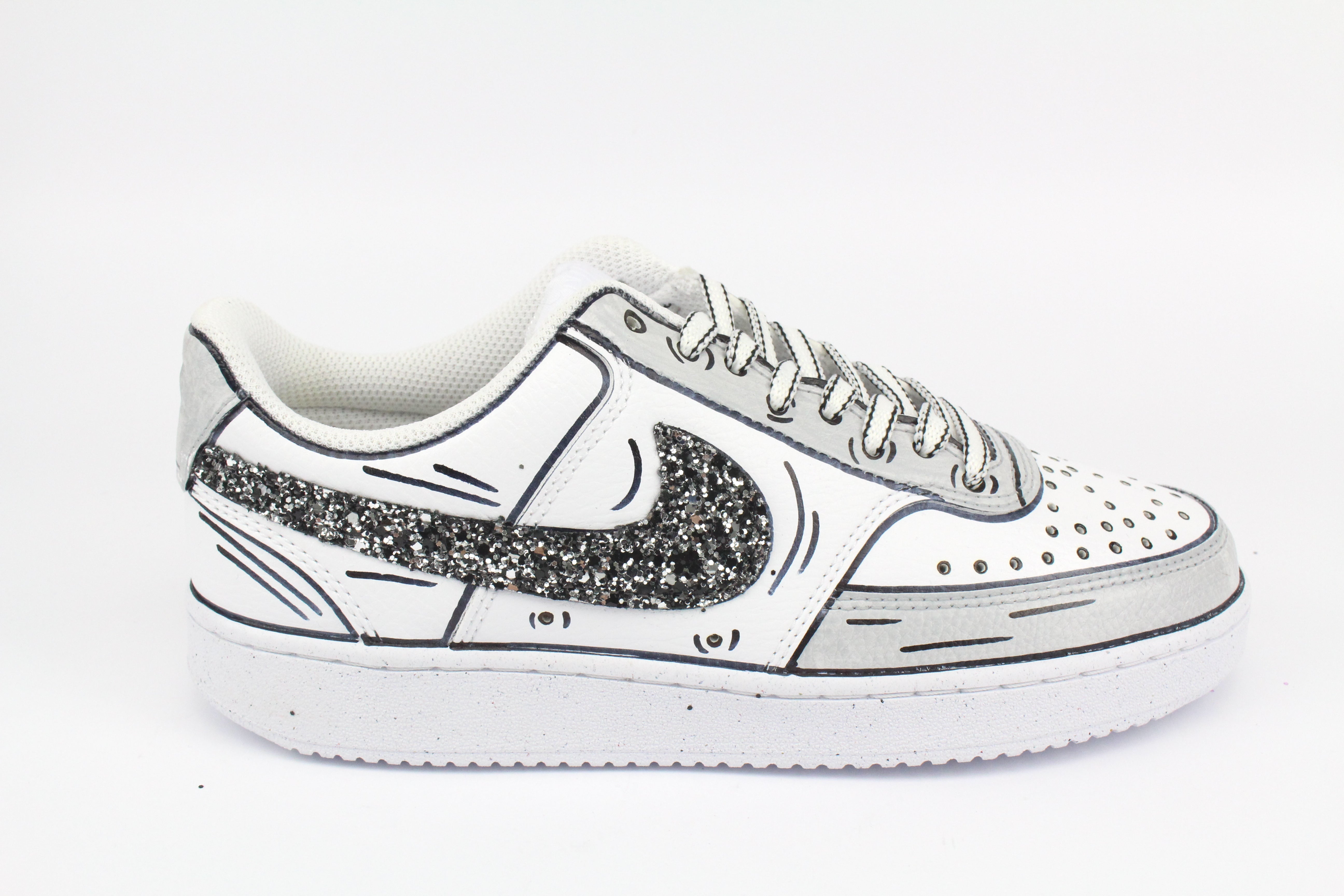 Nike Court Vision Low Cartoons Grey & Glitter