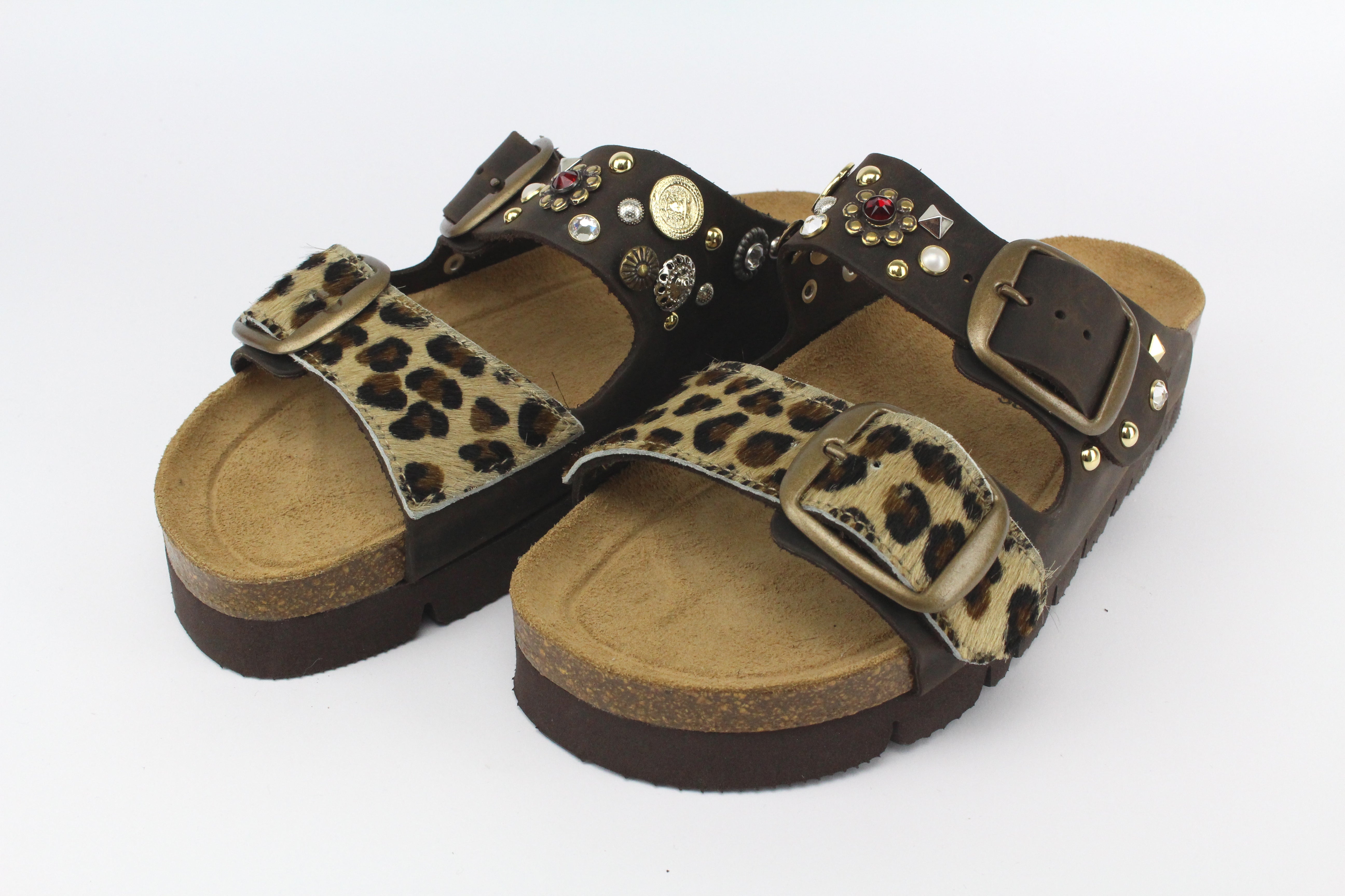 Sandali Platform Brown Macula & Borchie Ottone