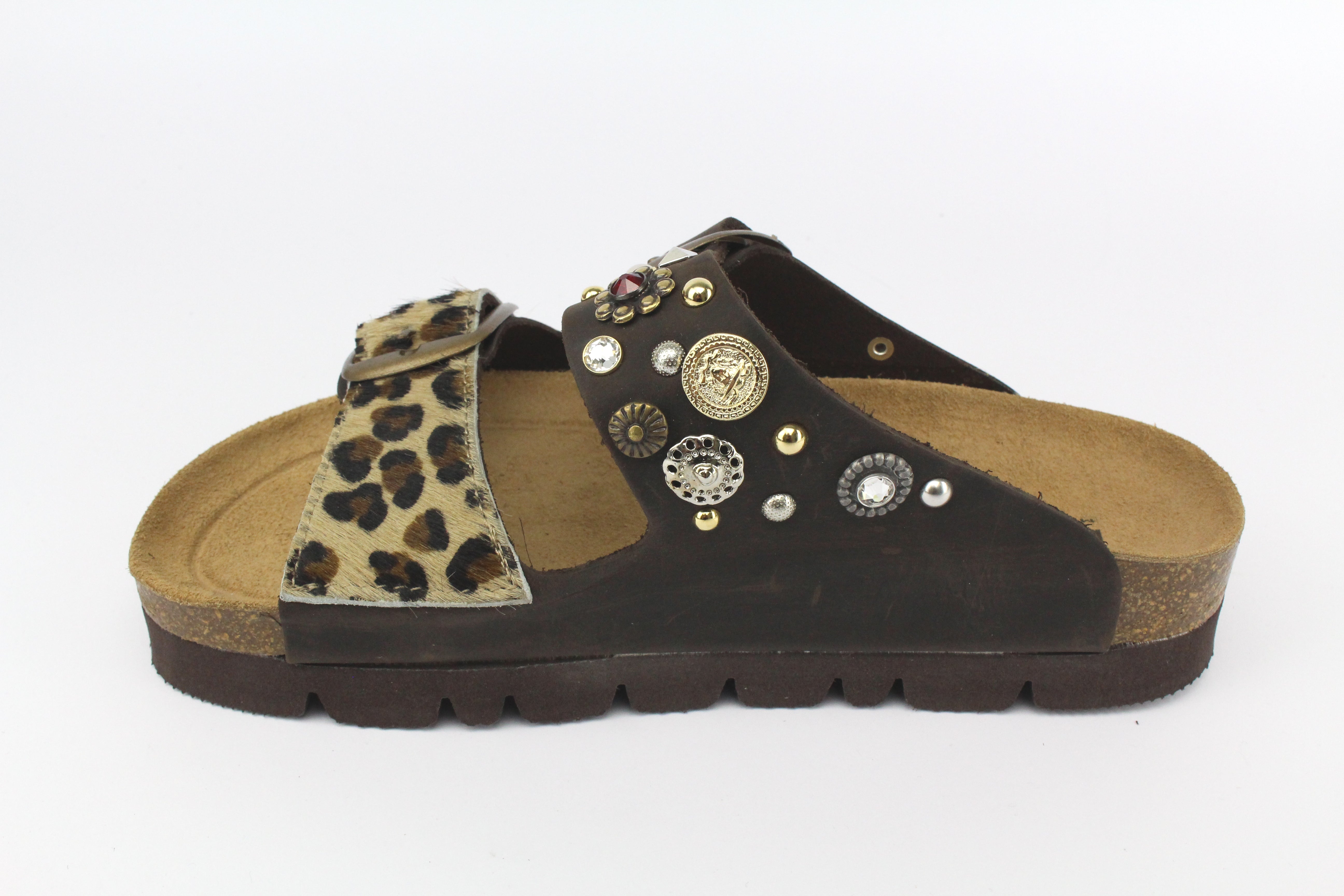 Sandali Platform Brown Macula & Borchie Ottone