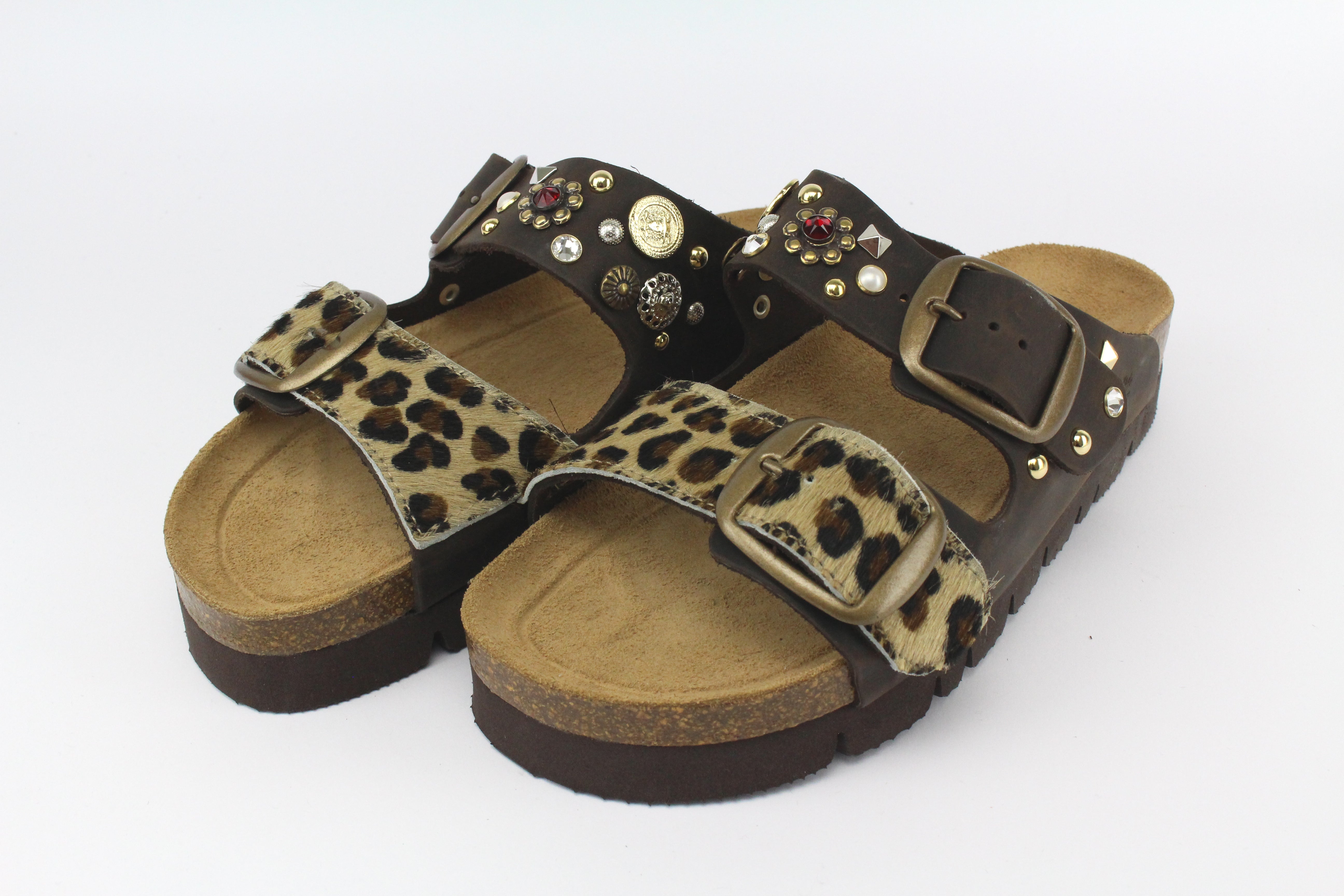 Sandali Platform Brown Macula & Borchie Ottone