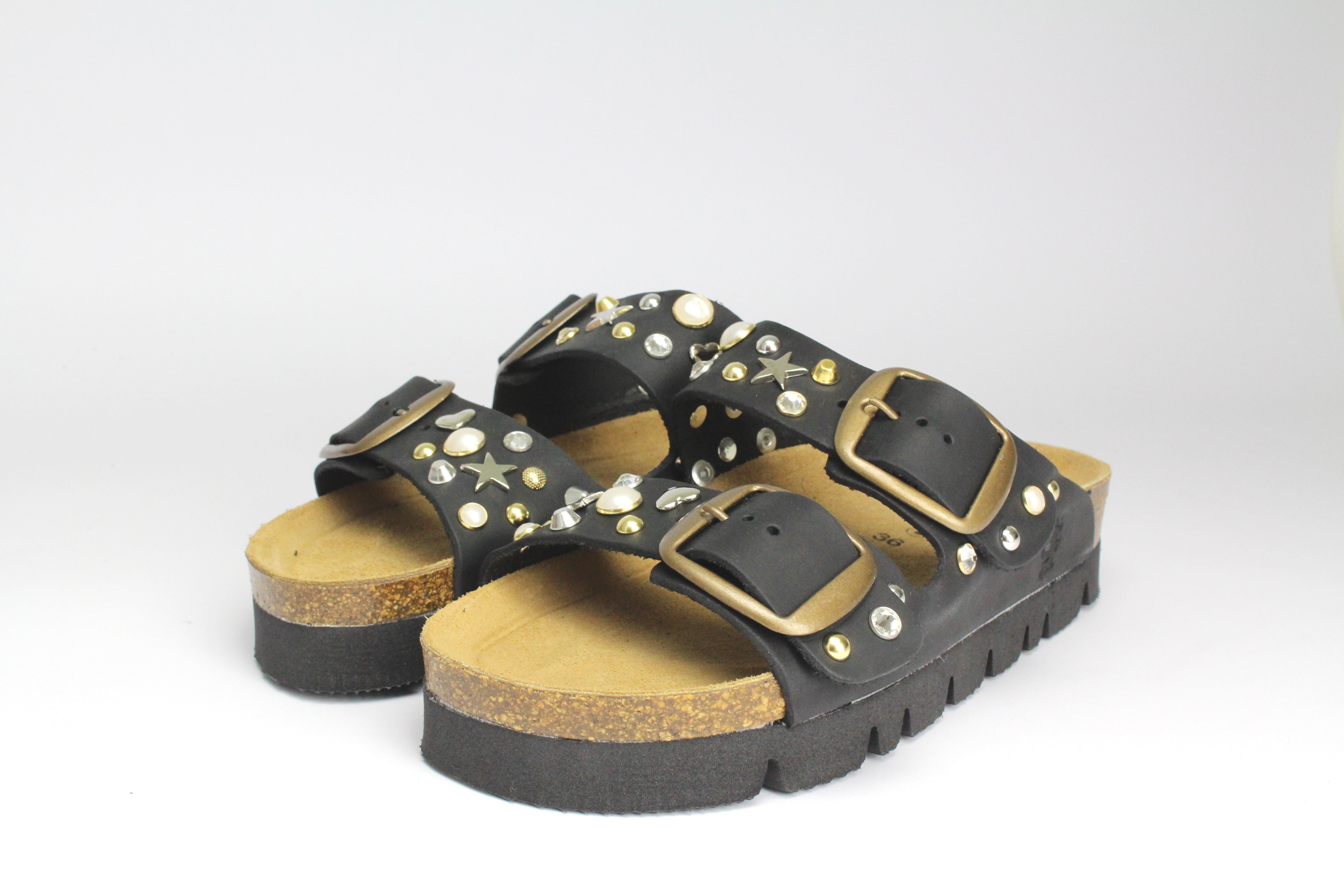 Sandali Platform Nero Cameo Oro