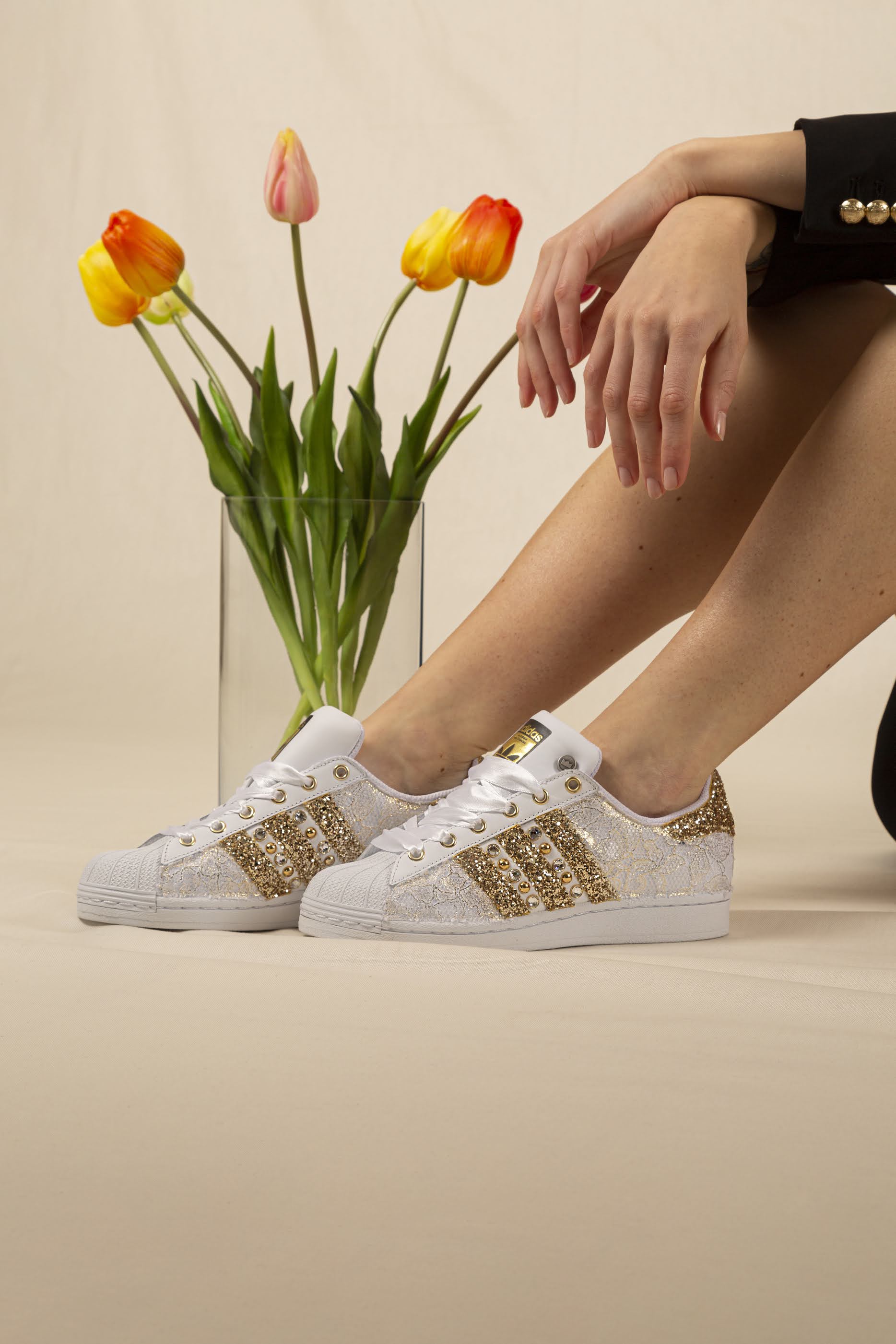 Adidas Superstar Pizzo Gold Glitter & Strass