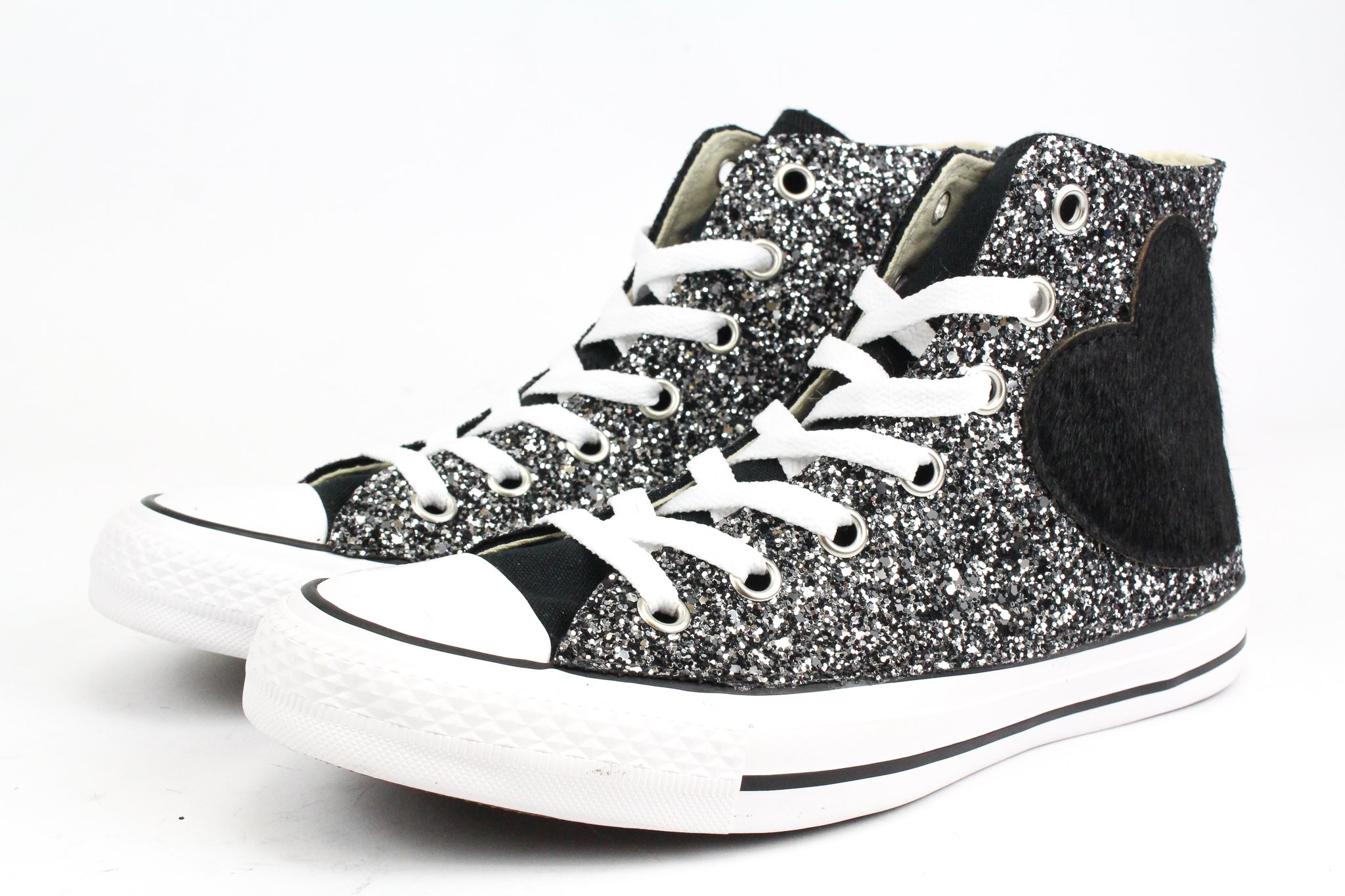 Converse All Star Black Cuore Cavallino Nero Glitter