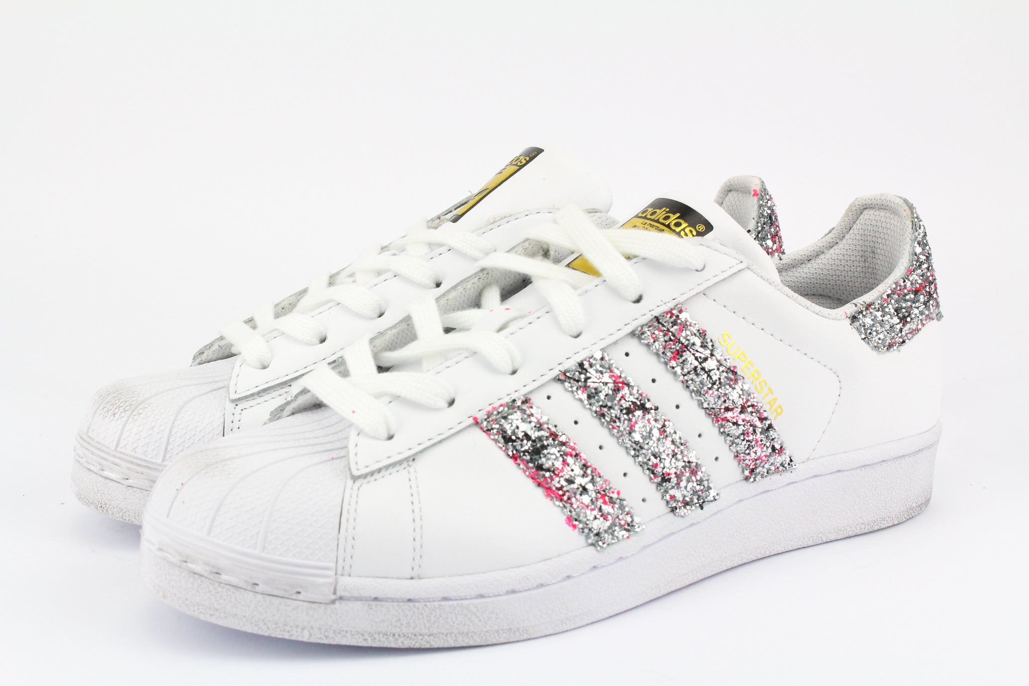 Adidas Superstar Silver Glitter Paint Splash