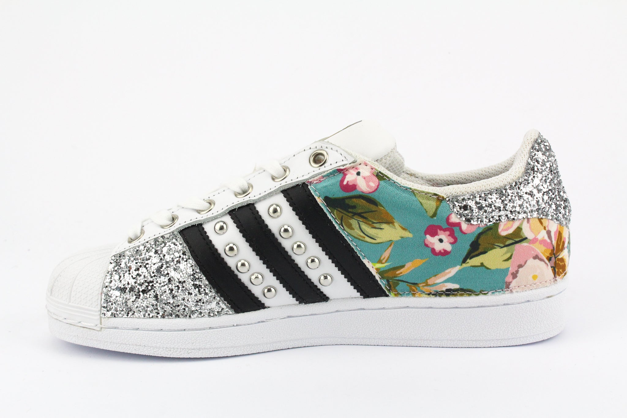 Adidas Superstar Fiori Silver Glitter Borchie