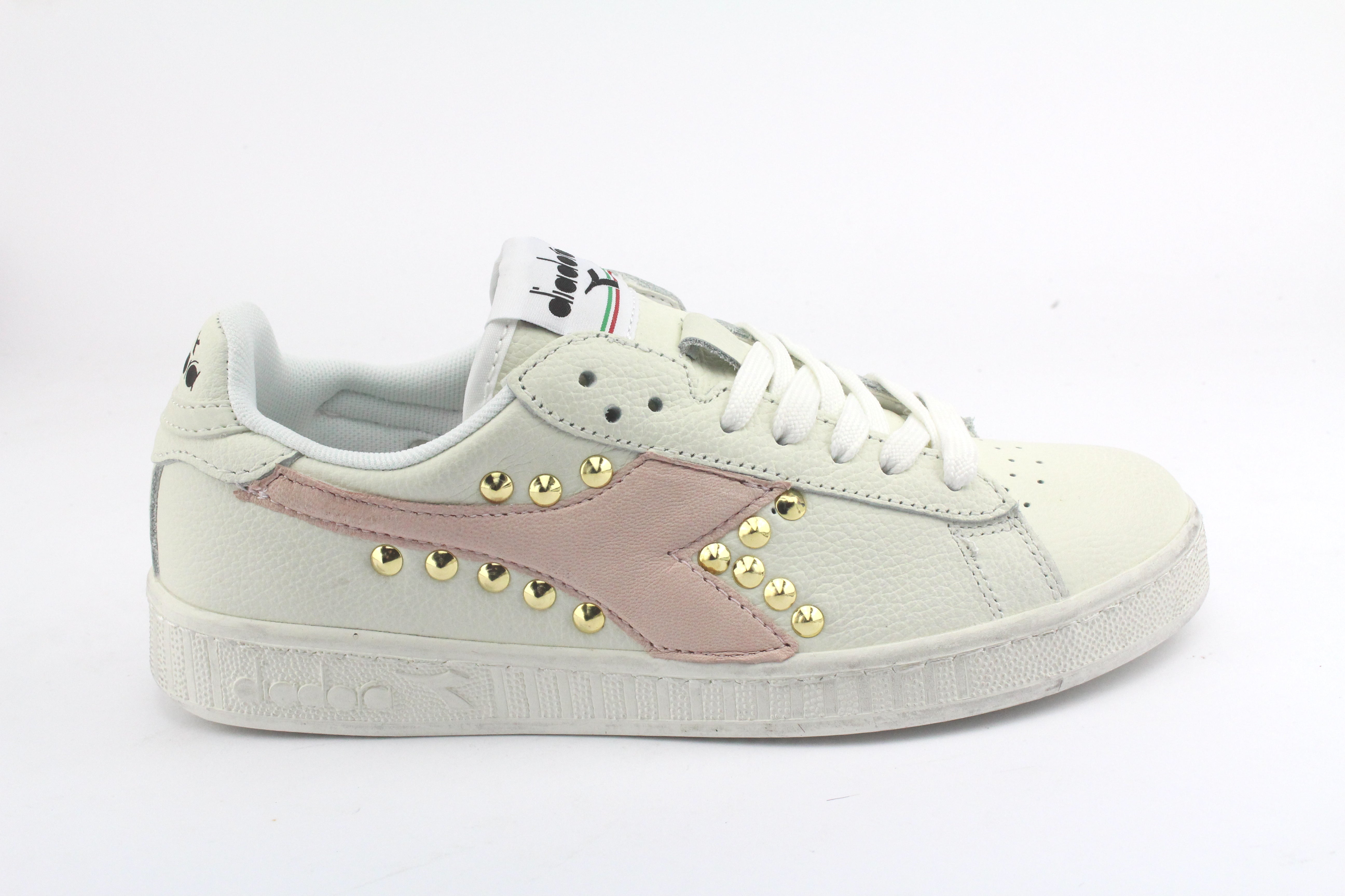 Diadora Game L High Waxed Pink Gold studs