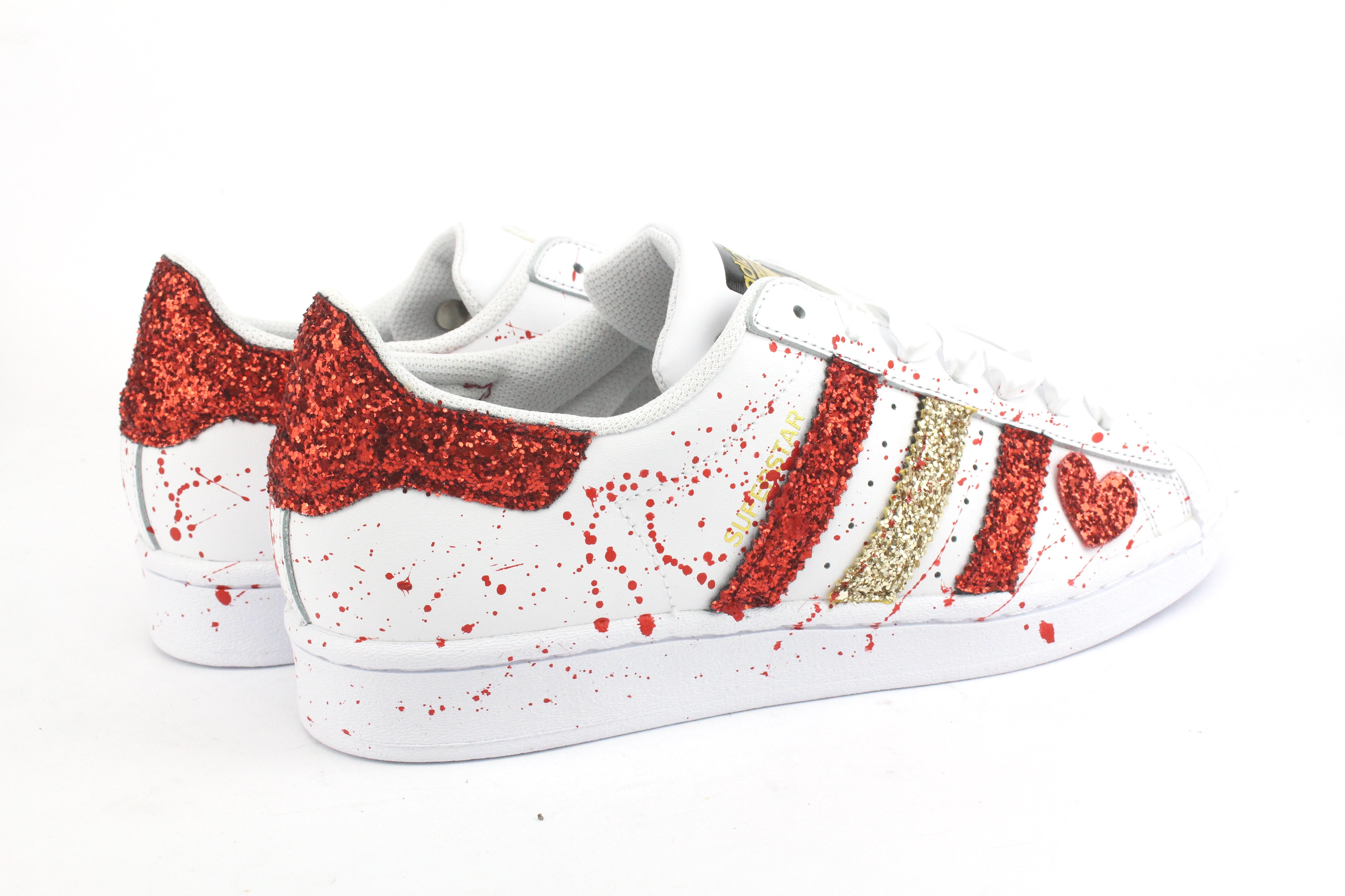 Adidas superstar bianco e rosso online