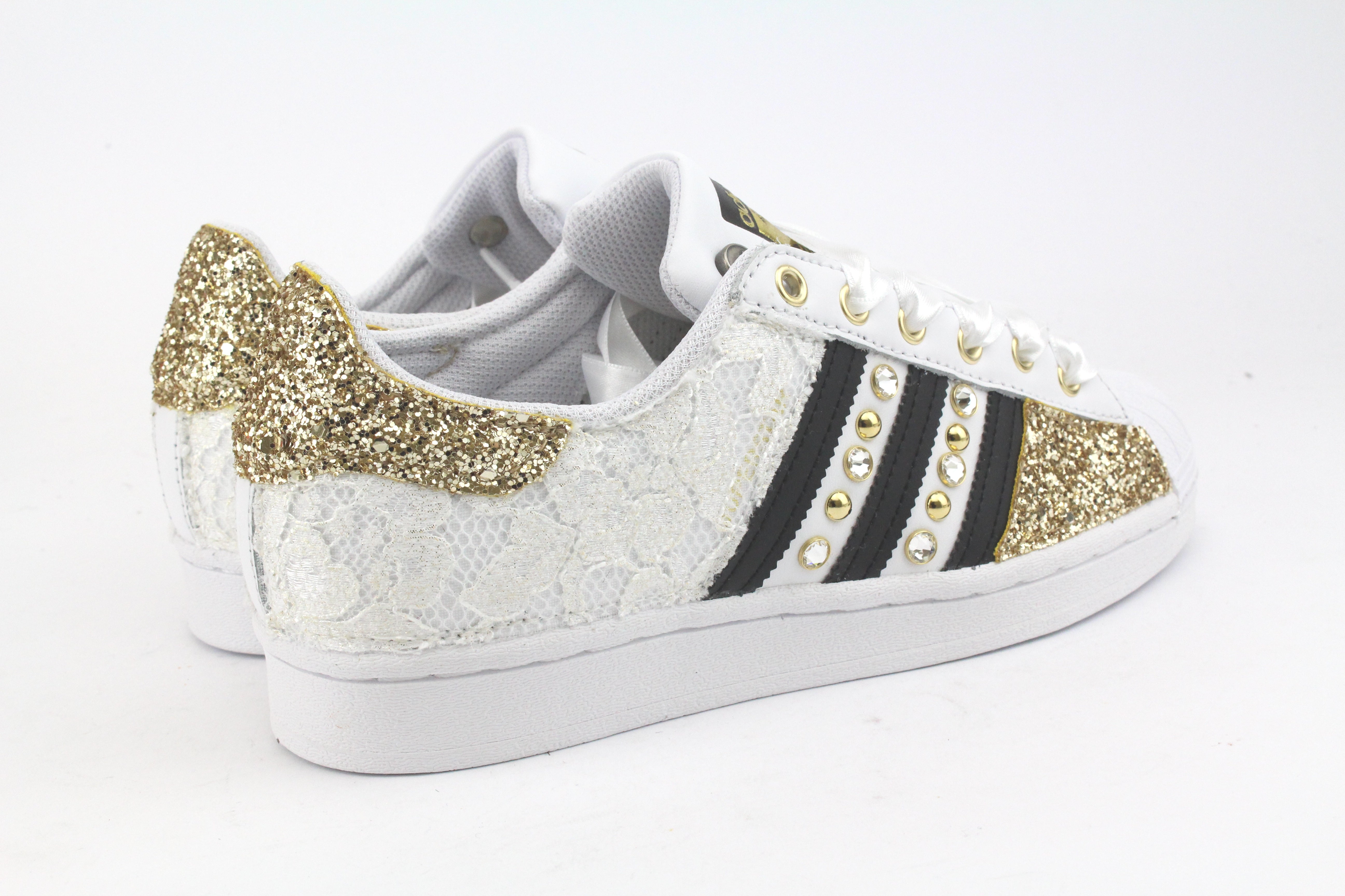 Adidas Superstar Personalizzate Punta Pizzo Black Glitter