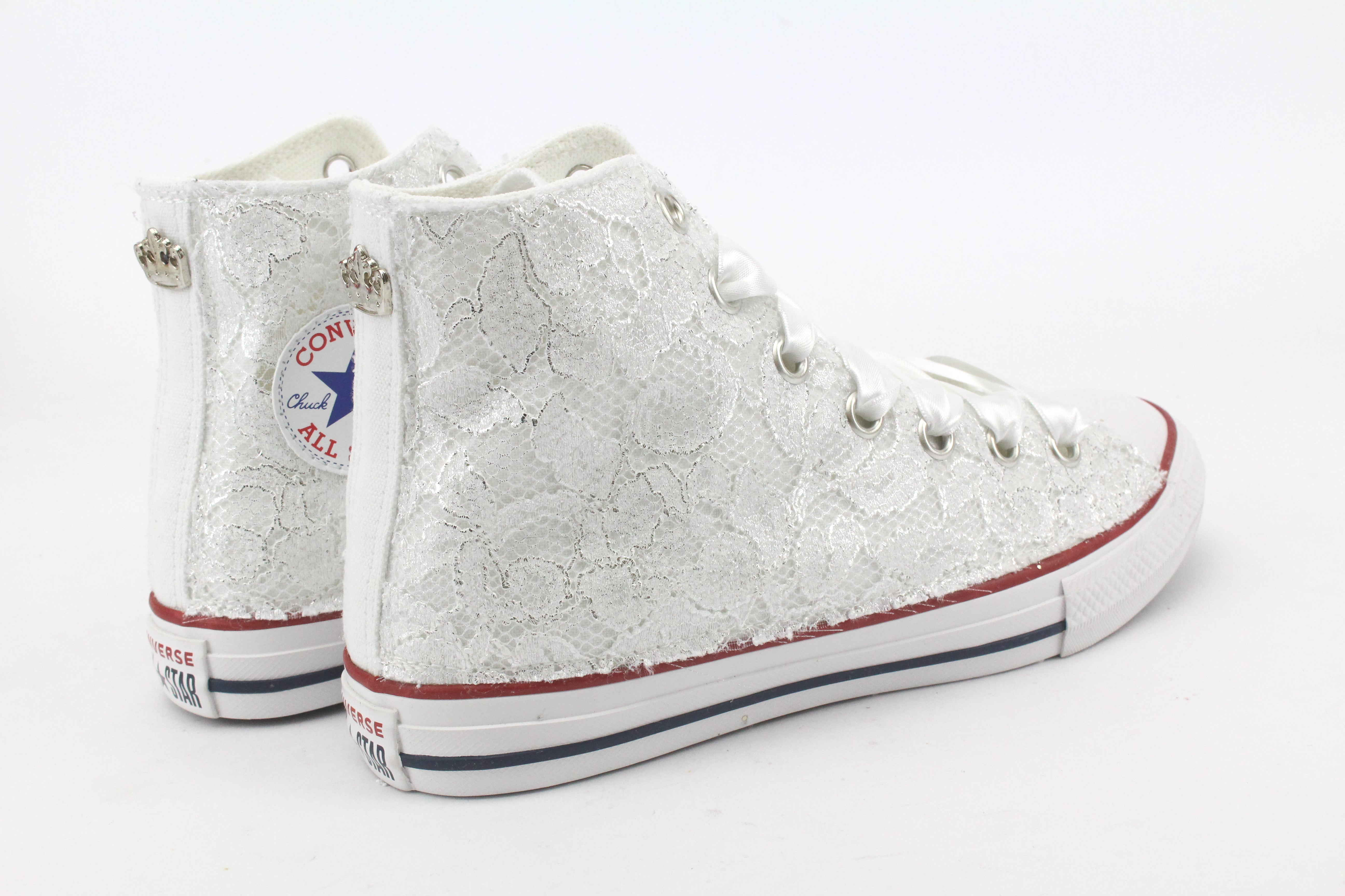 Converse All Star White Pizzo Bianco Lacci in Raso