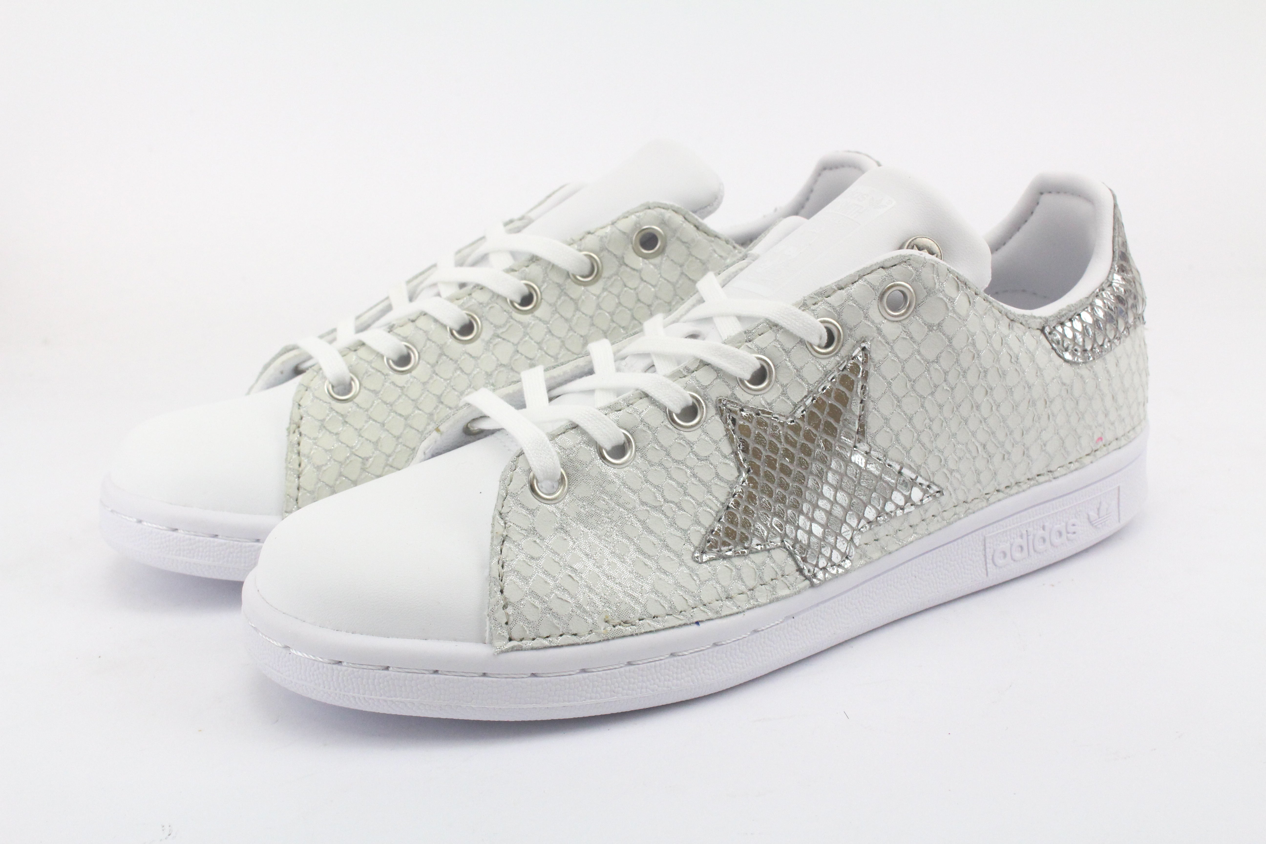 Adidas Stan Smith White Leather Reptile and Silver Star