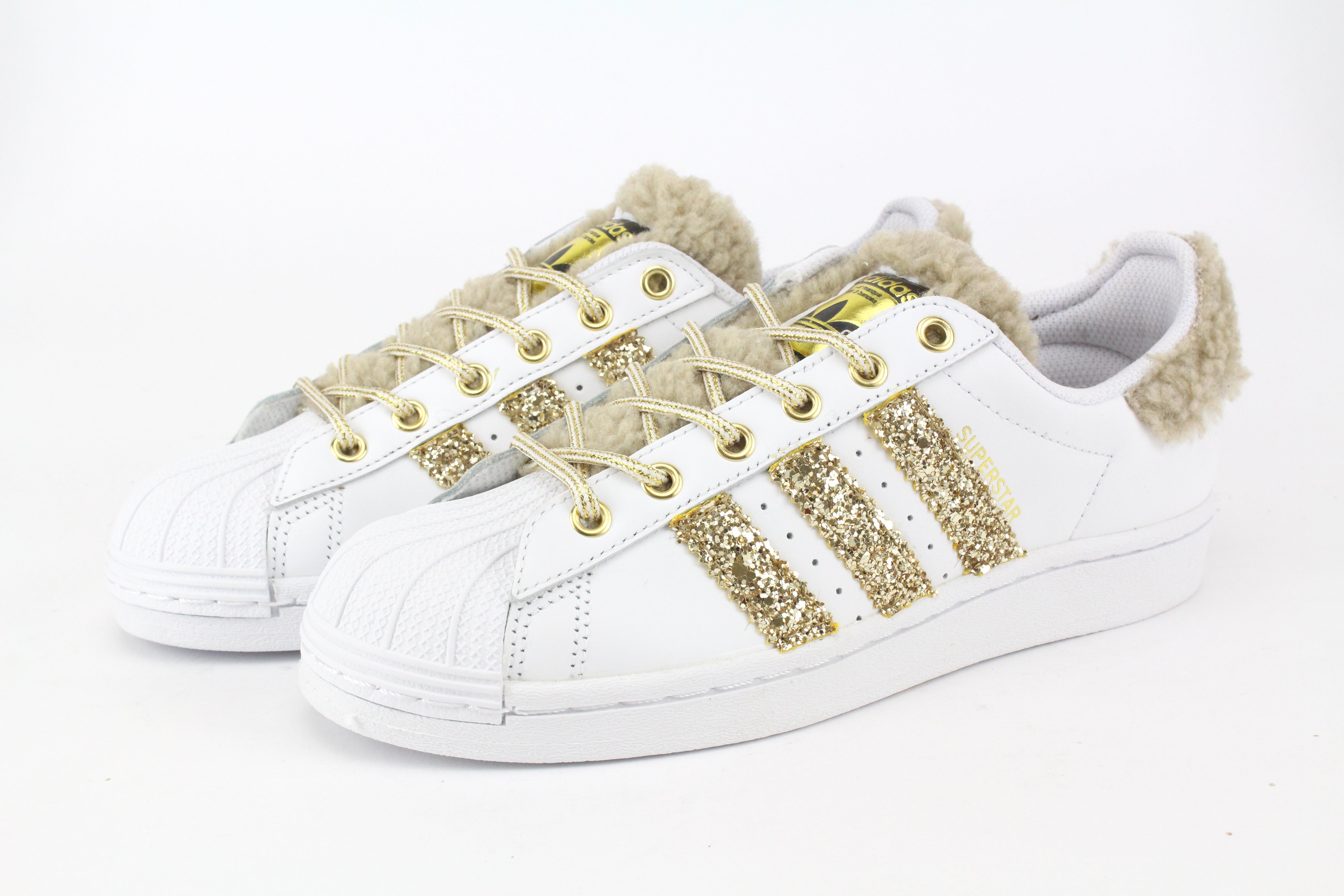 Adidas super star bianche e oro online