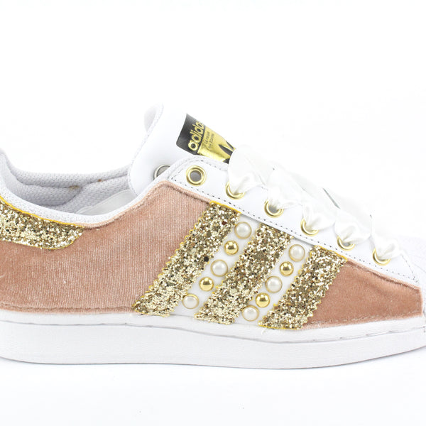 adidas superstar rose gold glitter