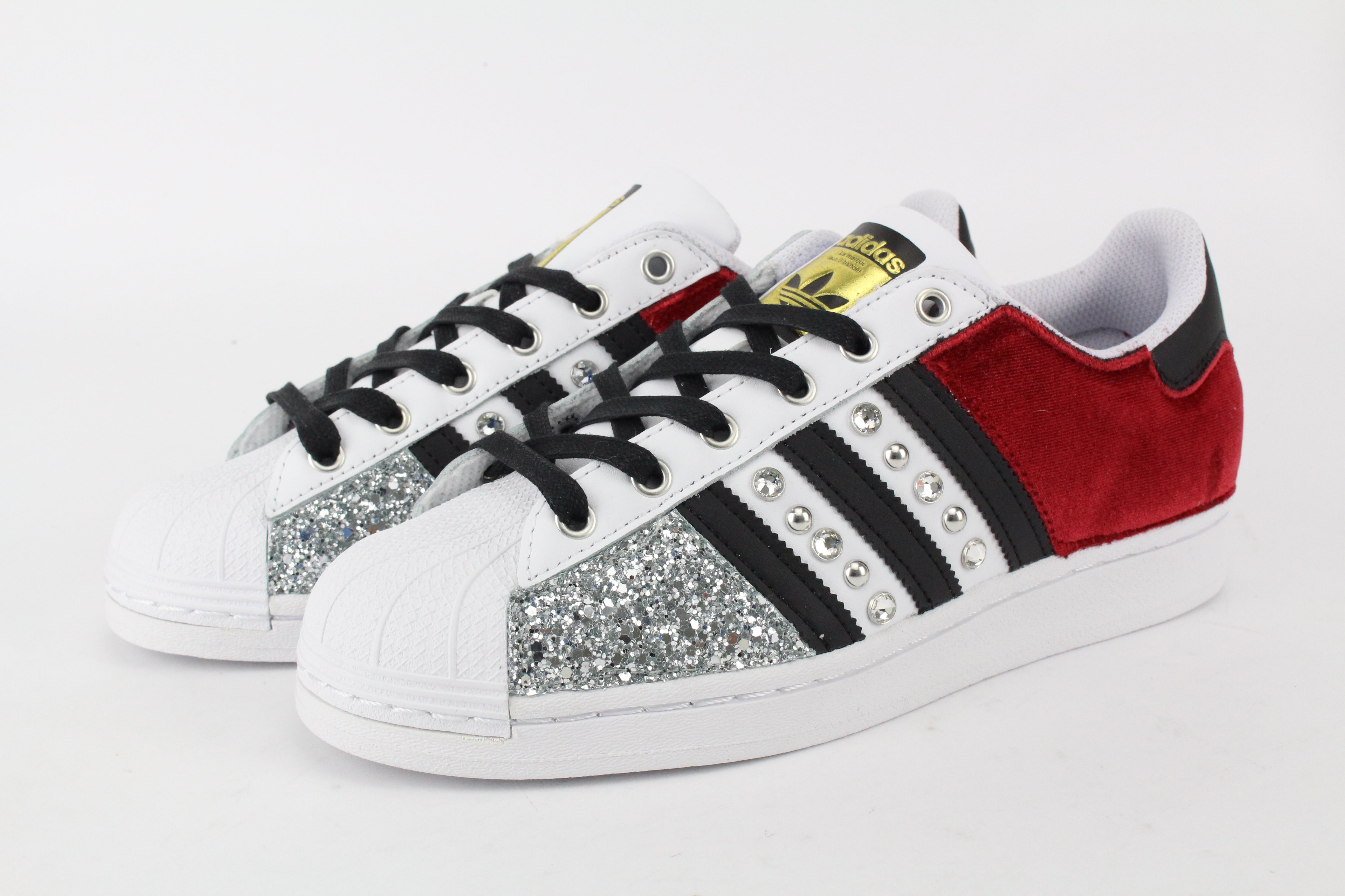 Adidas Superstar Velvet Red Silver