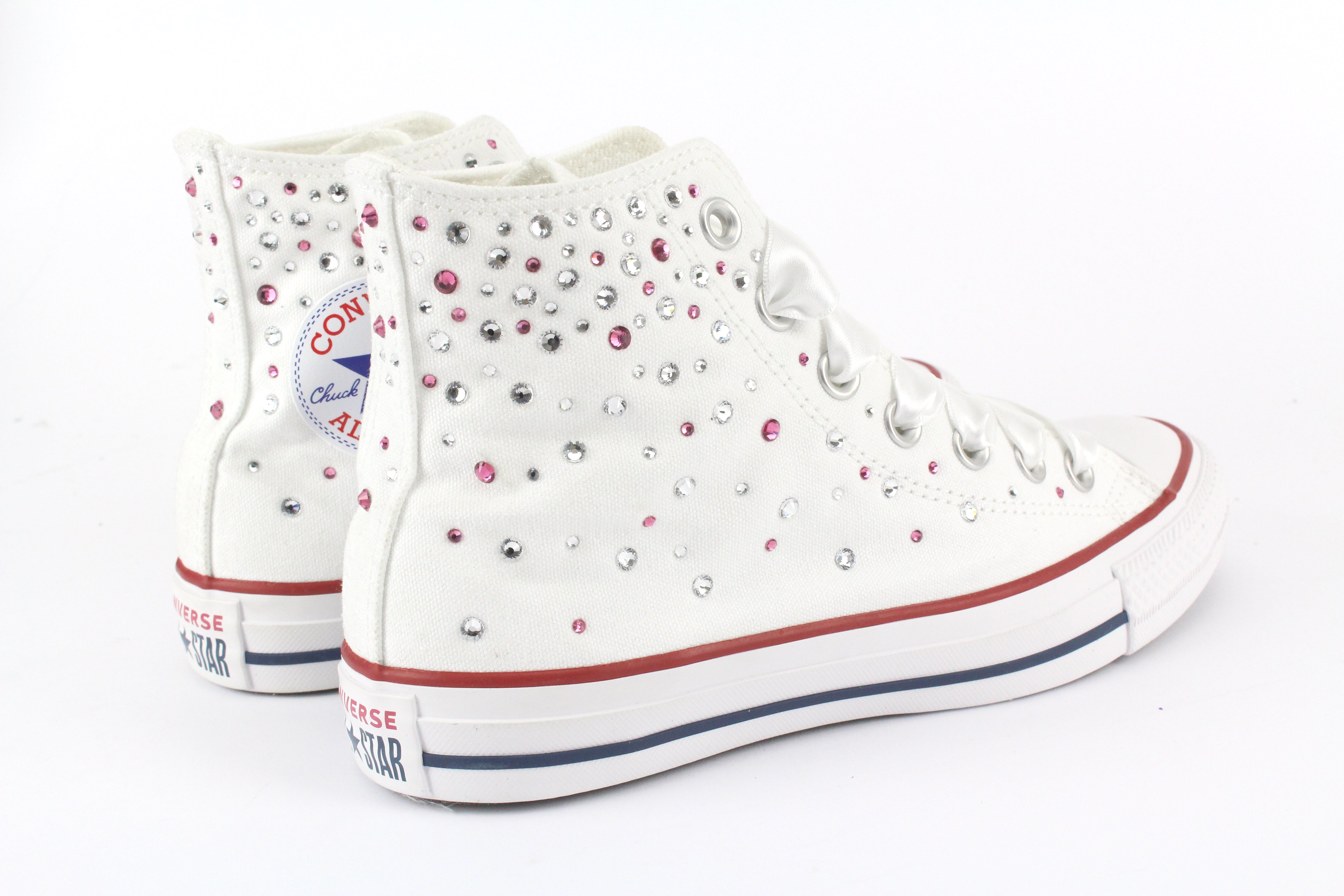 Converse All Star White Silver Glitter Studs