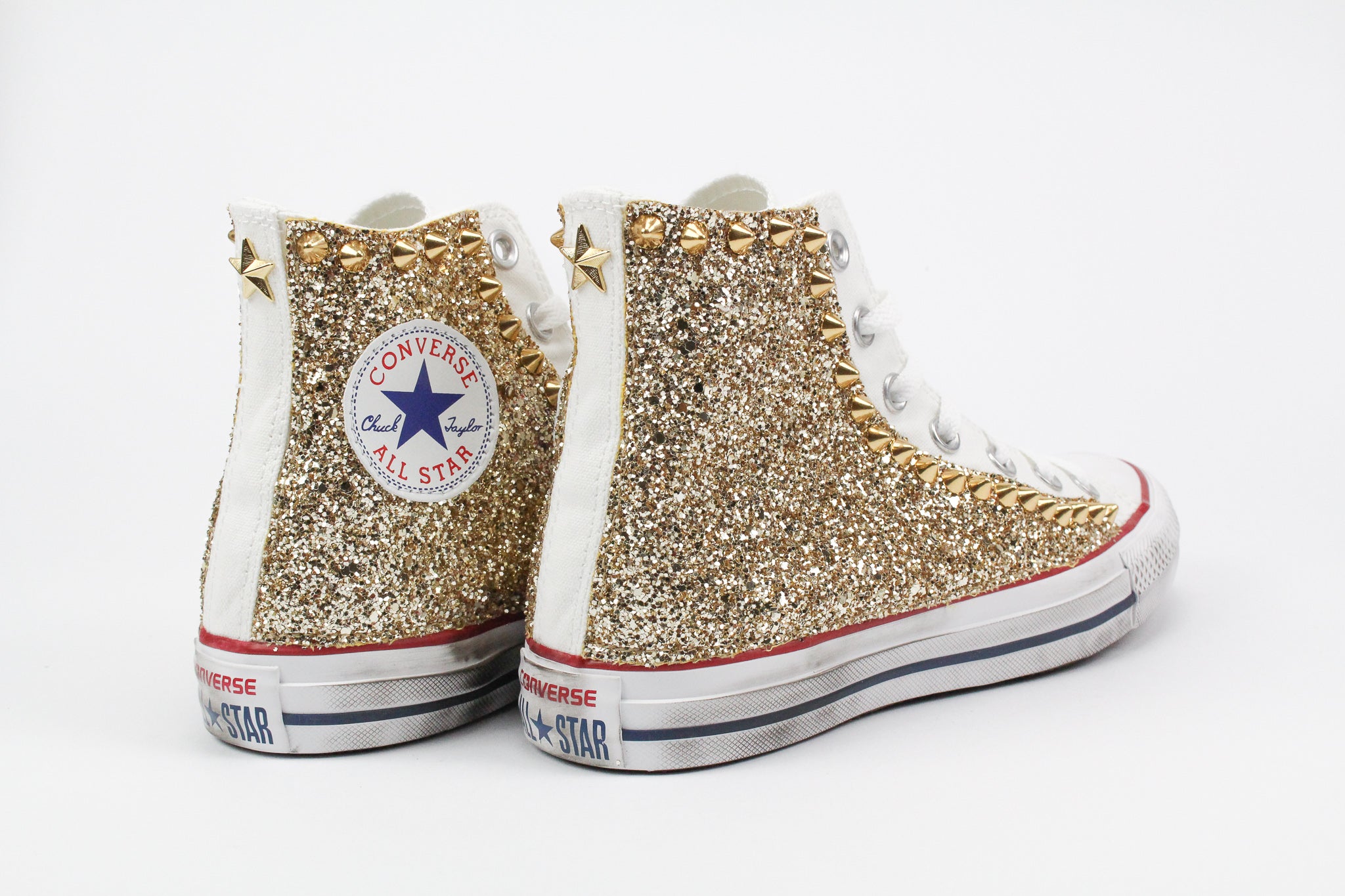 Converse All Star White Glitter Gold Borchie