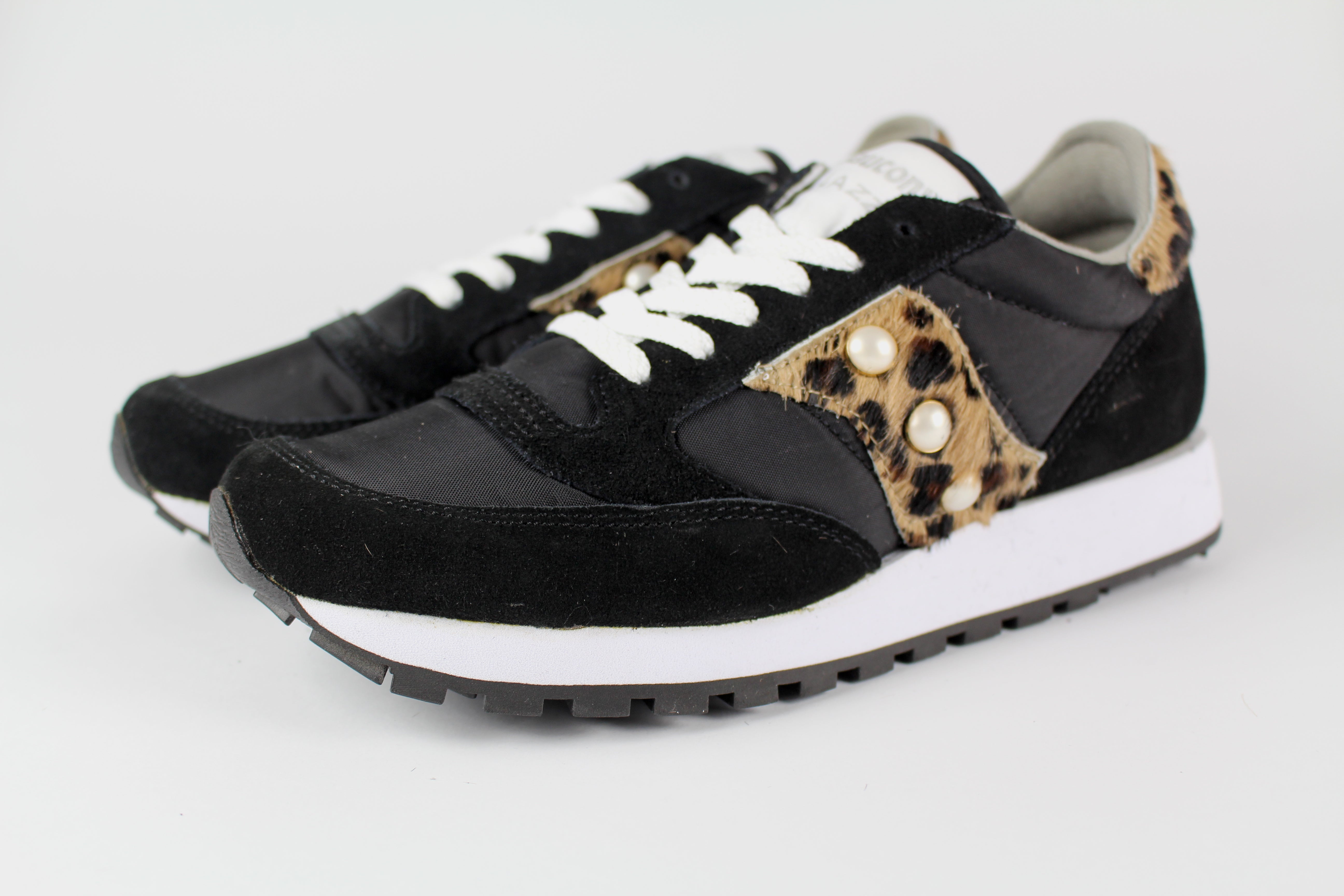 Saucony Jazz Black Personalizzate Cavallino Maculato & Perle