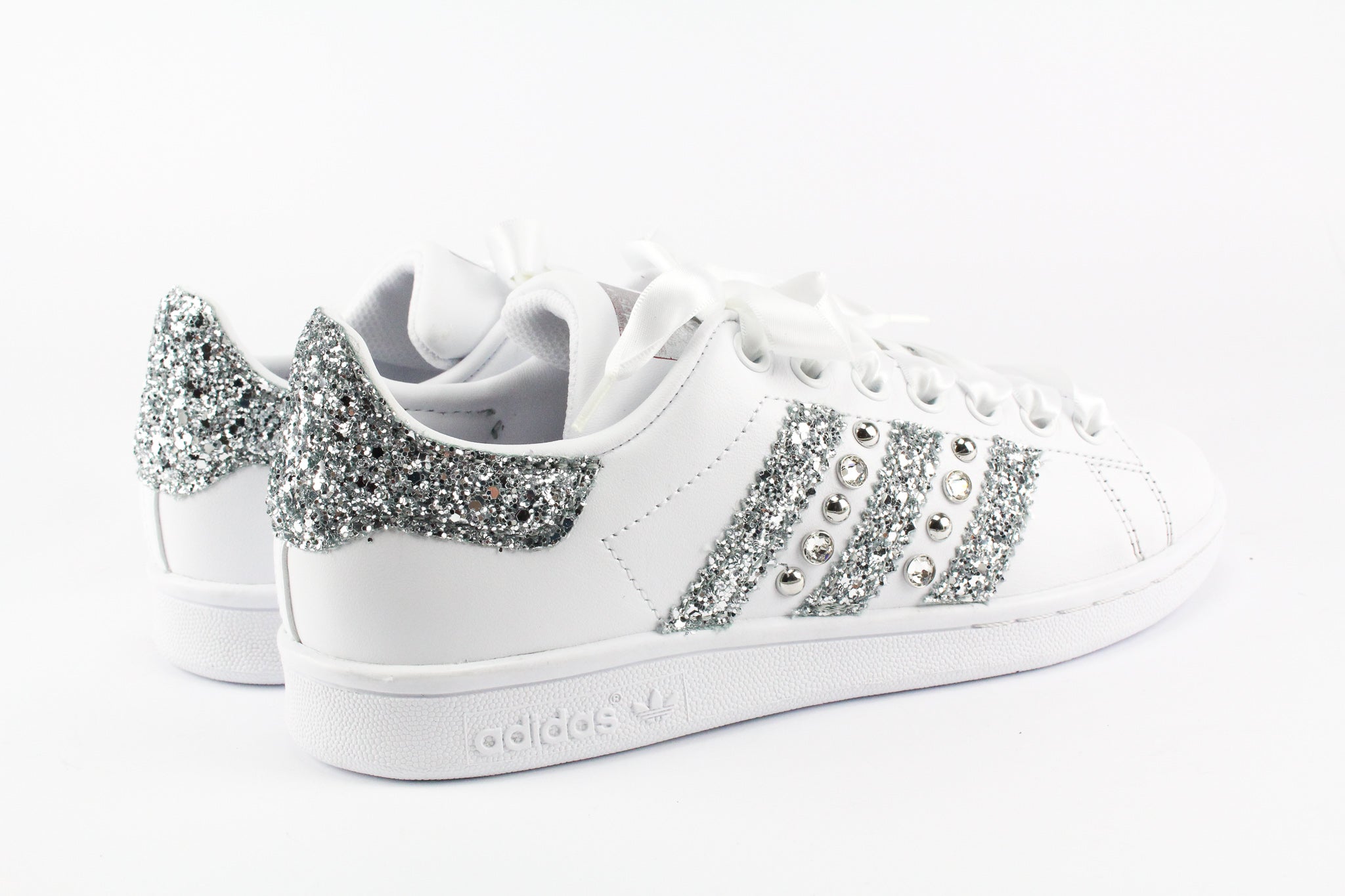 Adidas Stan Smith Strass Glitter Lacci Raso