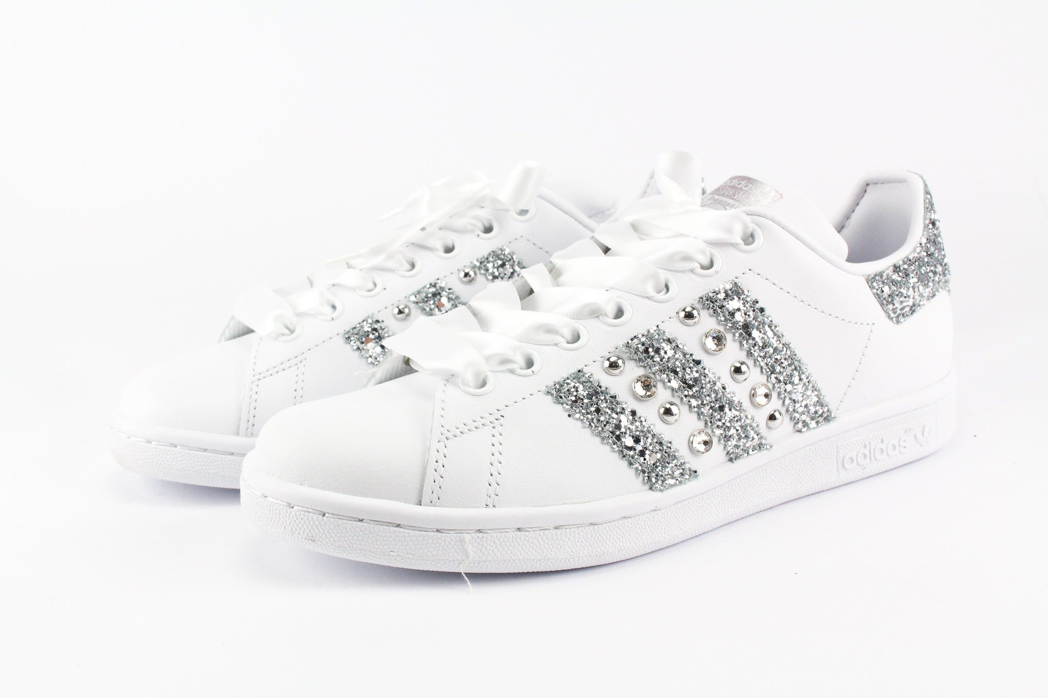 Adidas Stan Smith Rhinestone Glitter Satin Laces