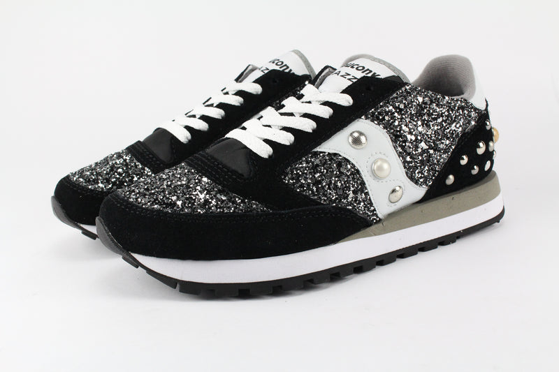 Saucony Jazz Black Total Black Silver Glitter Borchie BalloDaSola