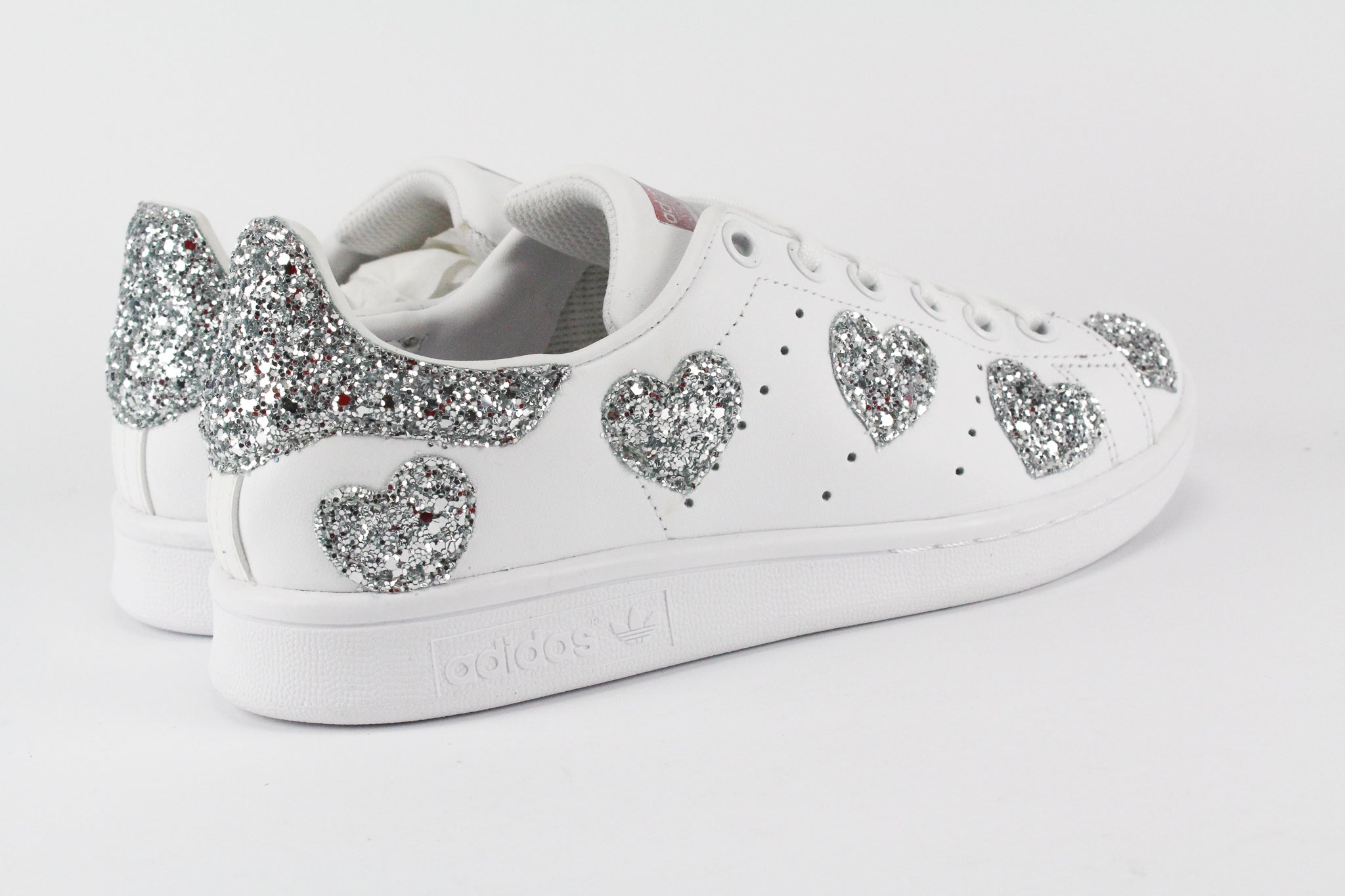 Adidas Stan Smith Personalizzate Cuori Silver Glitter