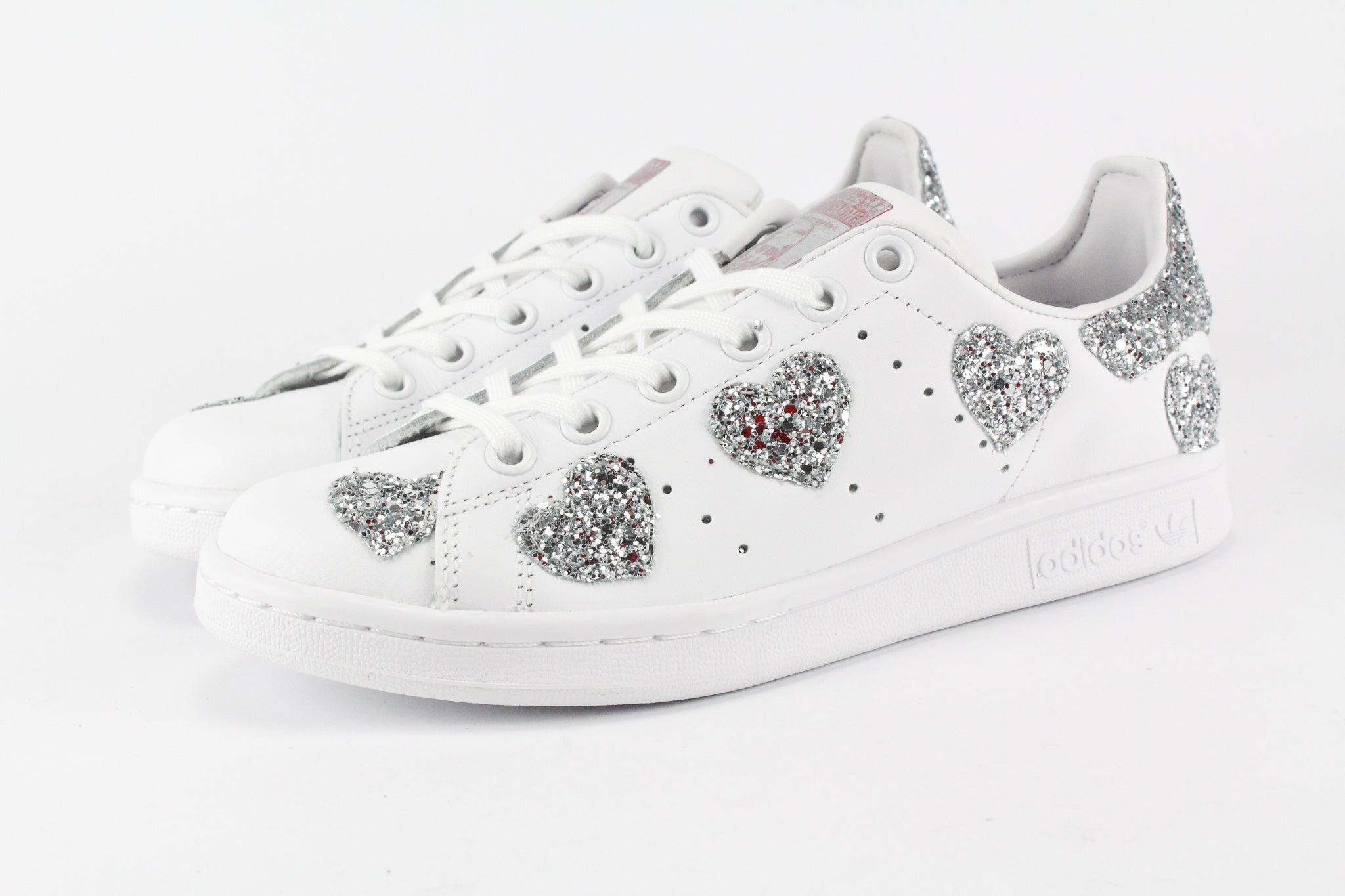 Adidas Stan Smith Personalizzate Cuori Silver Glitter