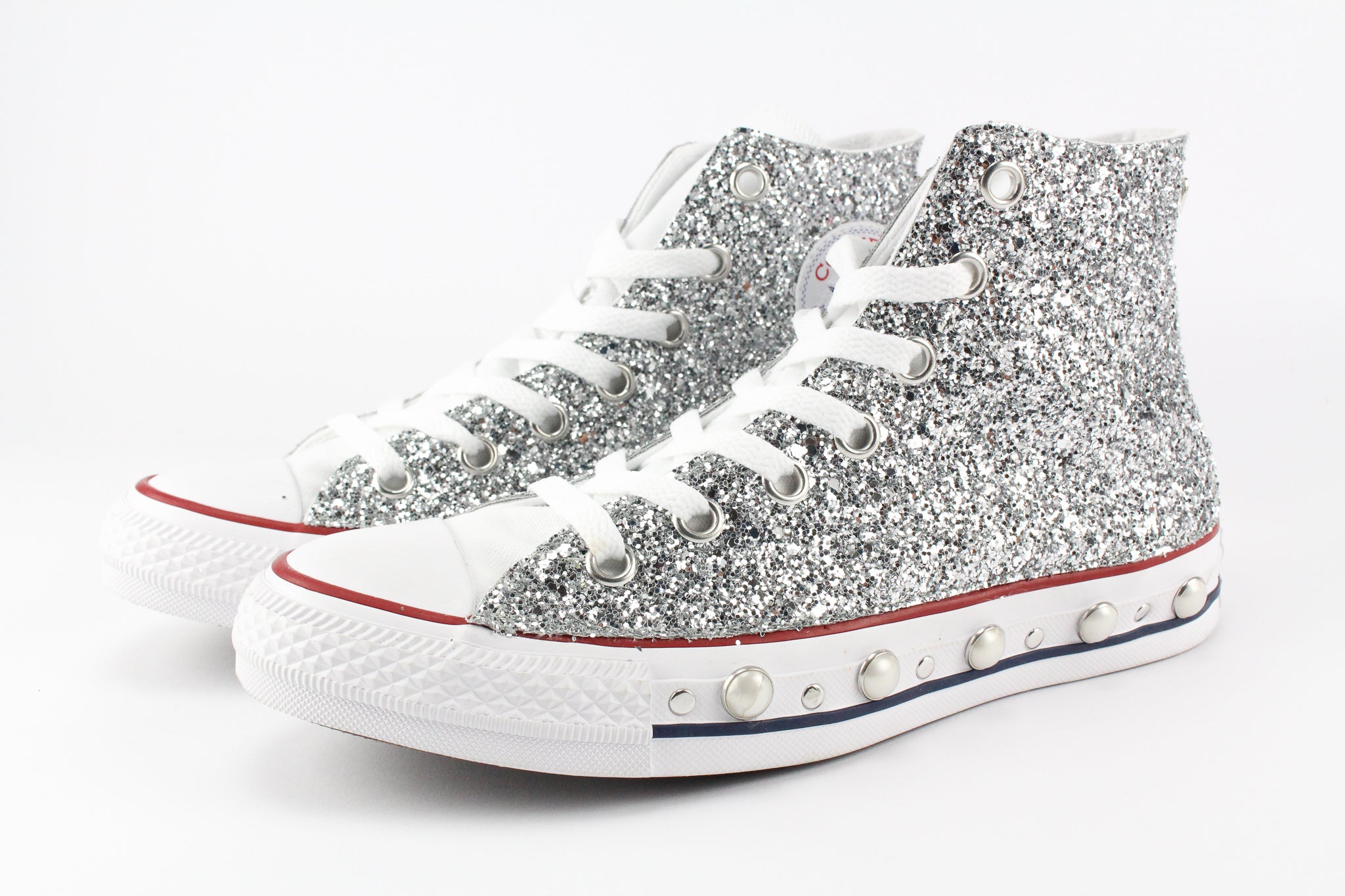 Converse All Star White Silver Glitter Pearls