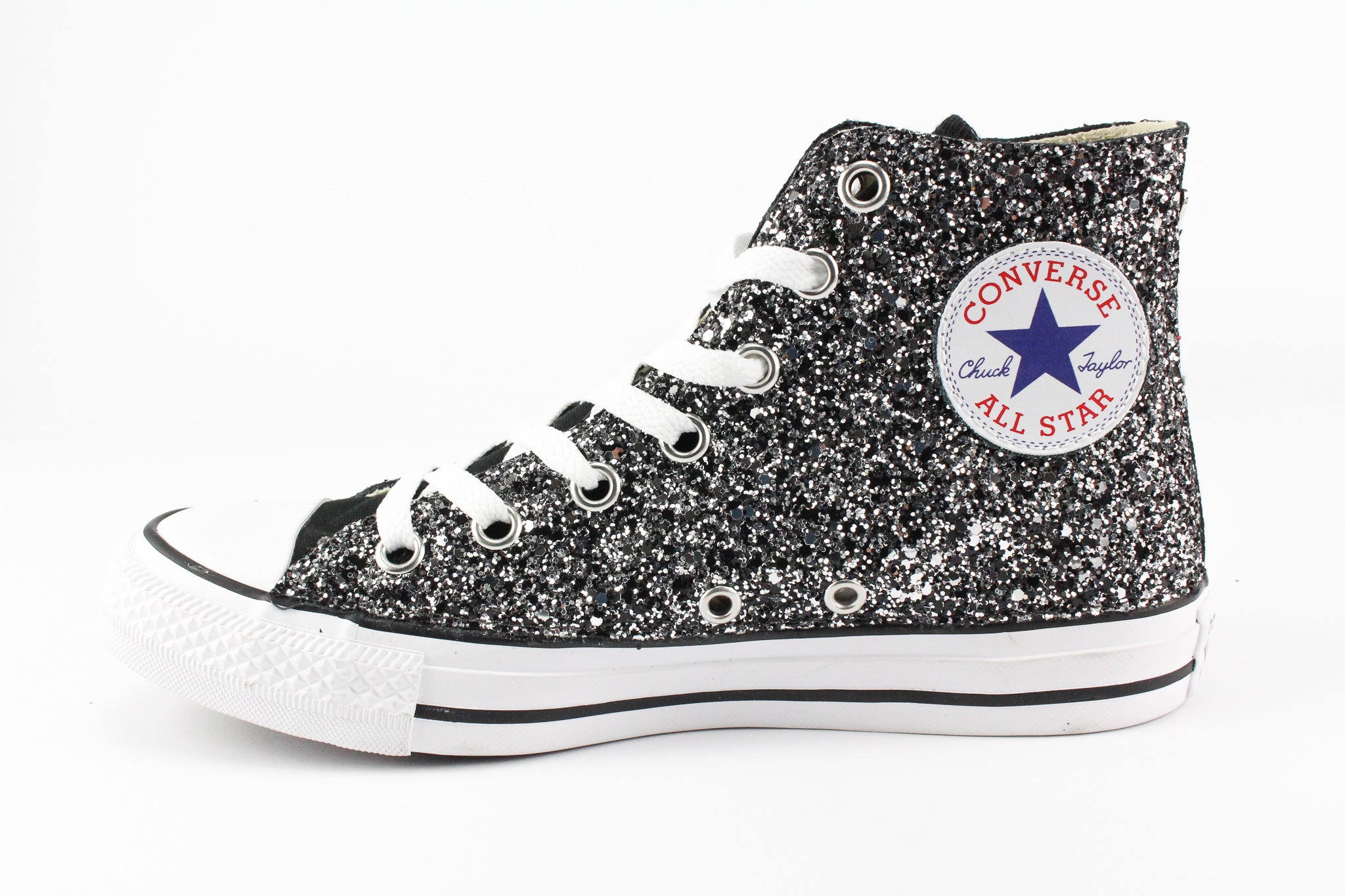 Converse All Star Black Silver Glitter Pearls