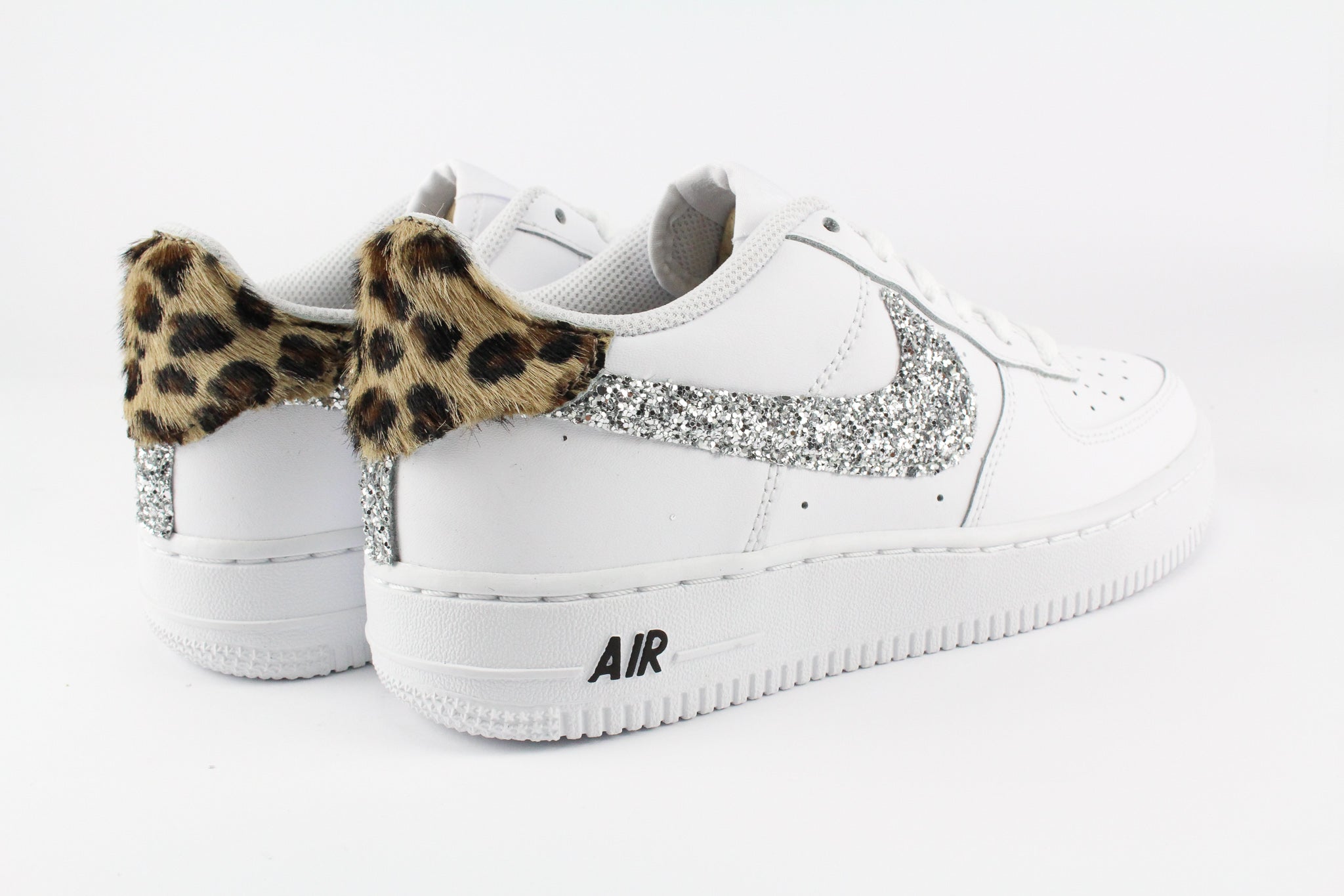 Nike Air Force 1 '07 Silver Glitter &amp; Spotted Cavallino