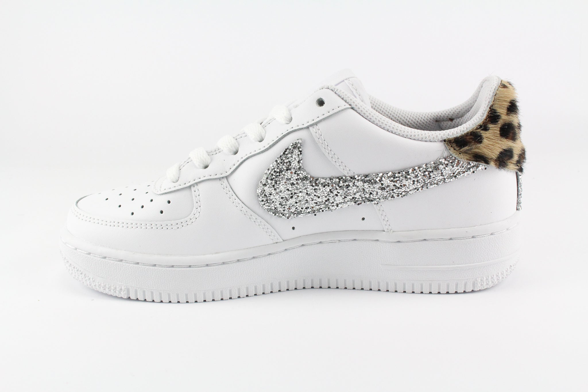 Nike Air Force 1 '07 Silver Glitter &amp; Spotted Cavallino