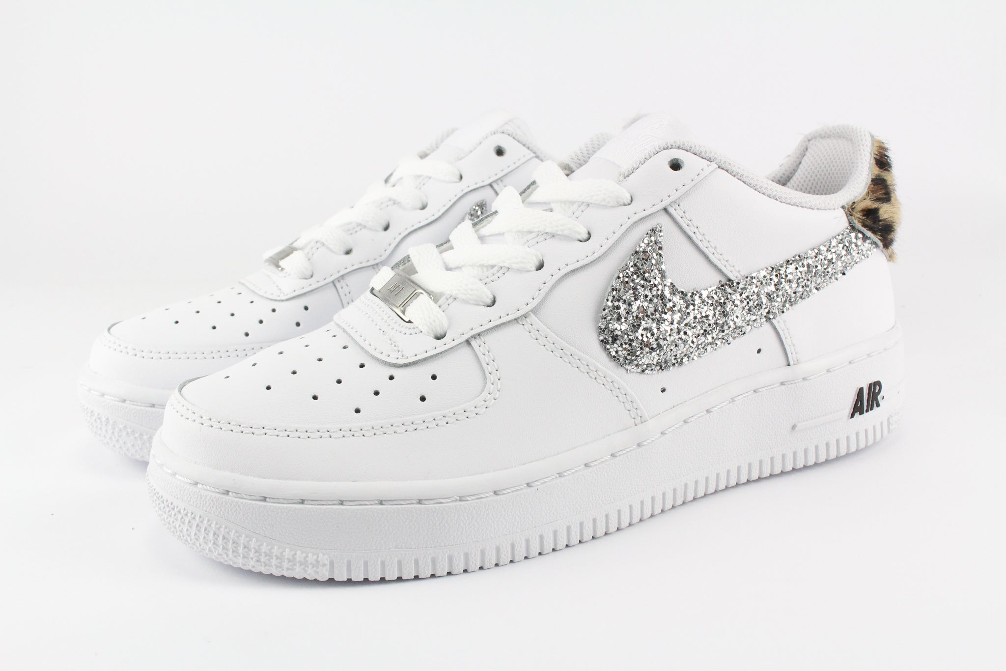 Nike Air Force 1 '07 Silver Glitter &amp; Spotted Cavallino