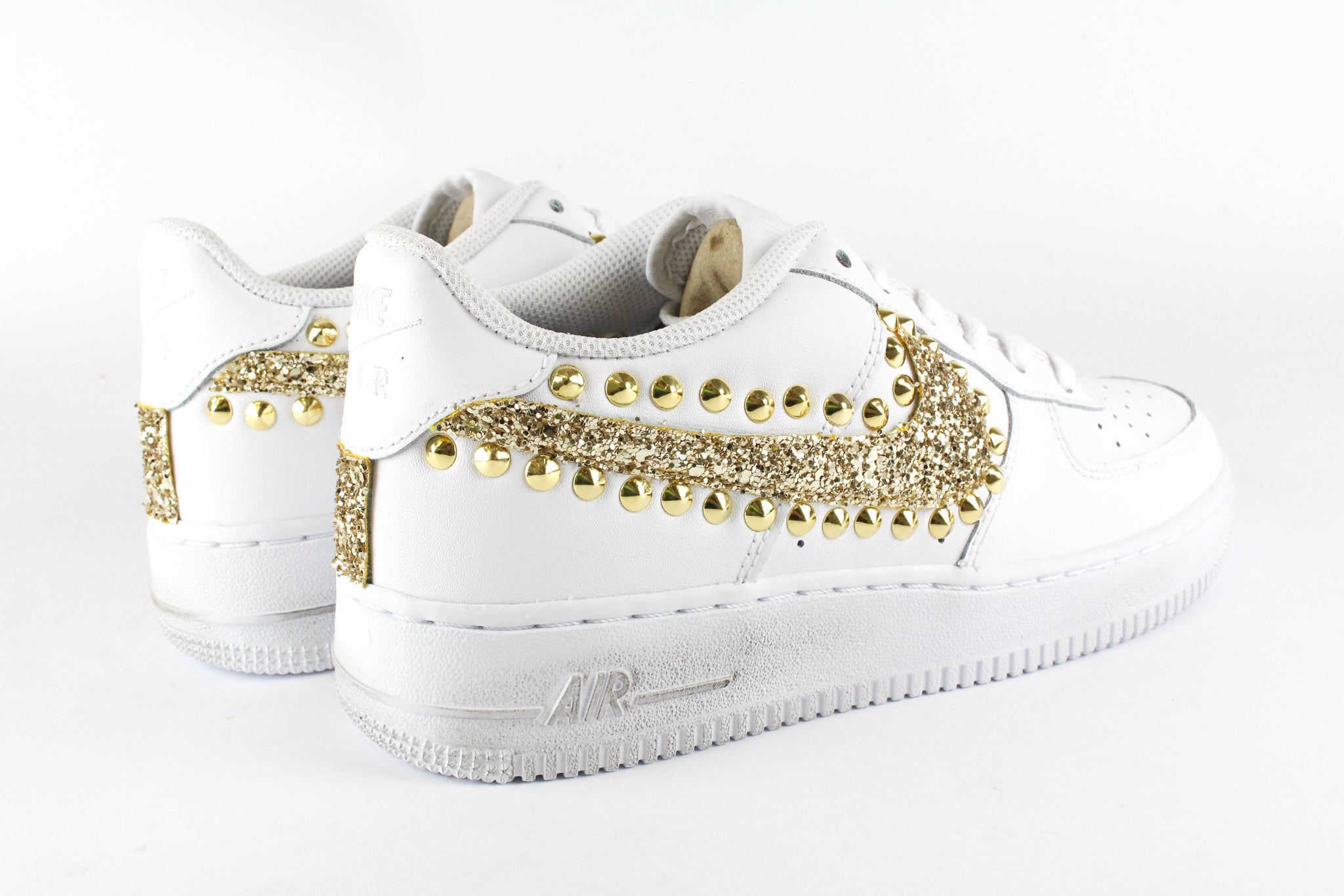 Nike Air Force 1 '07 Gold Glitter &amp; Gold Studs