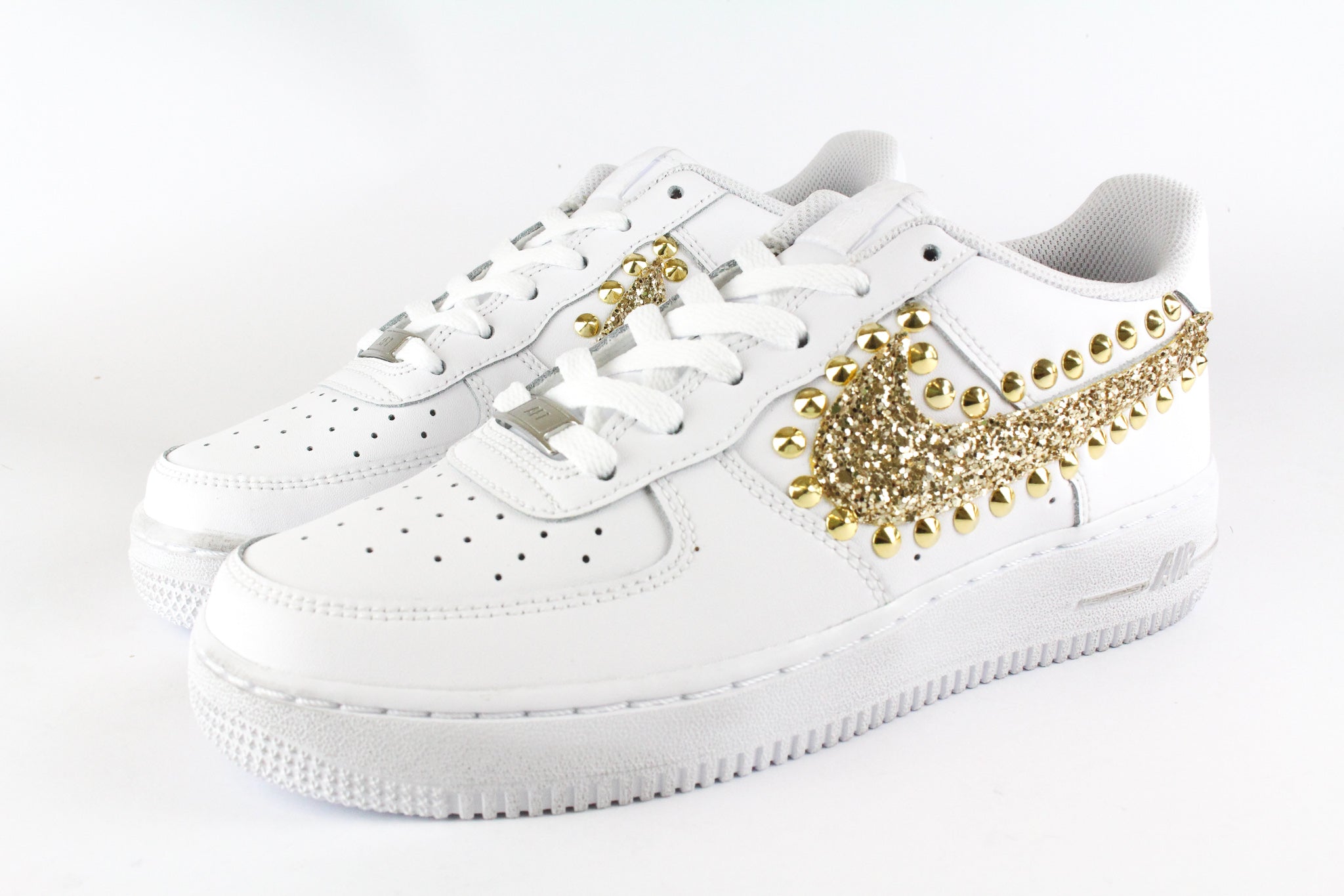 Nike Air Force 1 '07 Gold Glitter &amp; Gold Studs