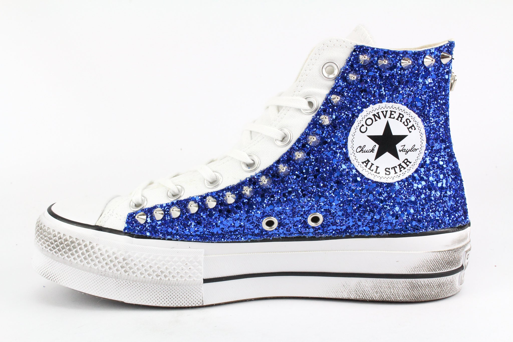 Converse All Star Platform Bluette Glitter Borchie