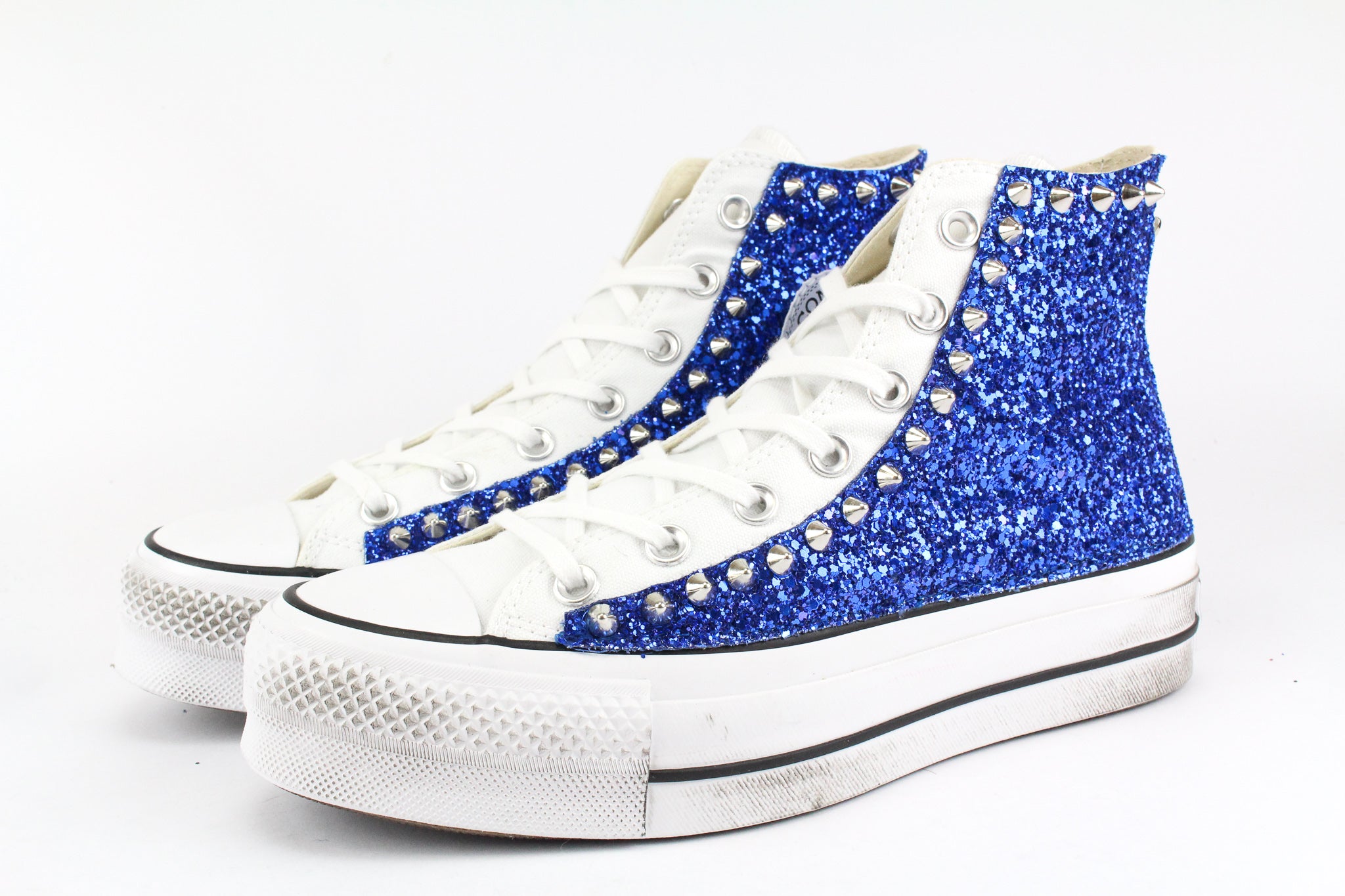 Converse All Star Platform Bluette Glitter & Borchie